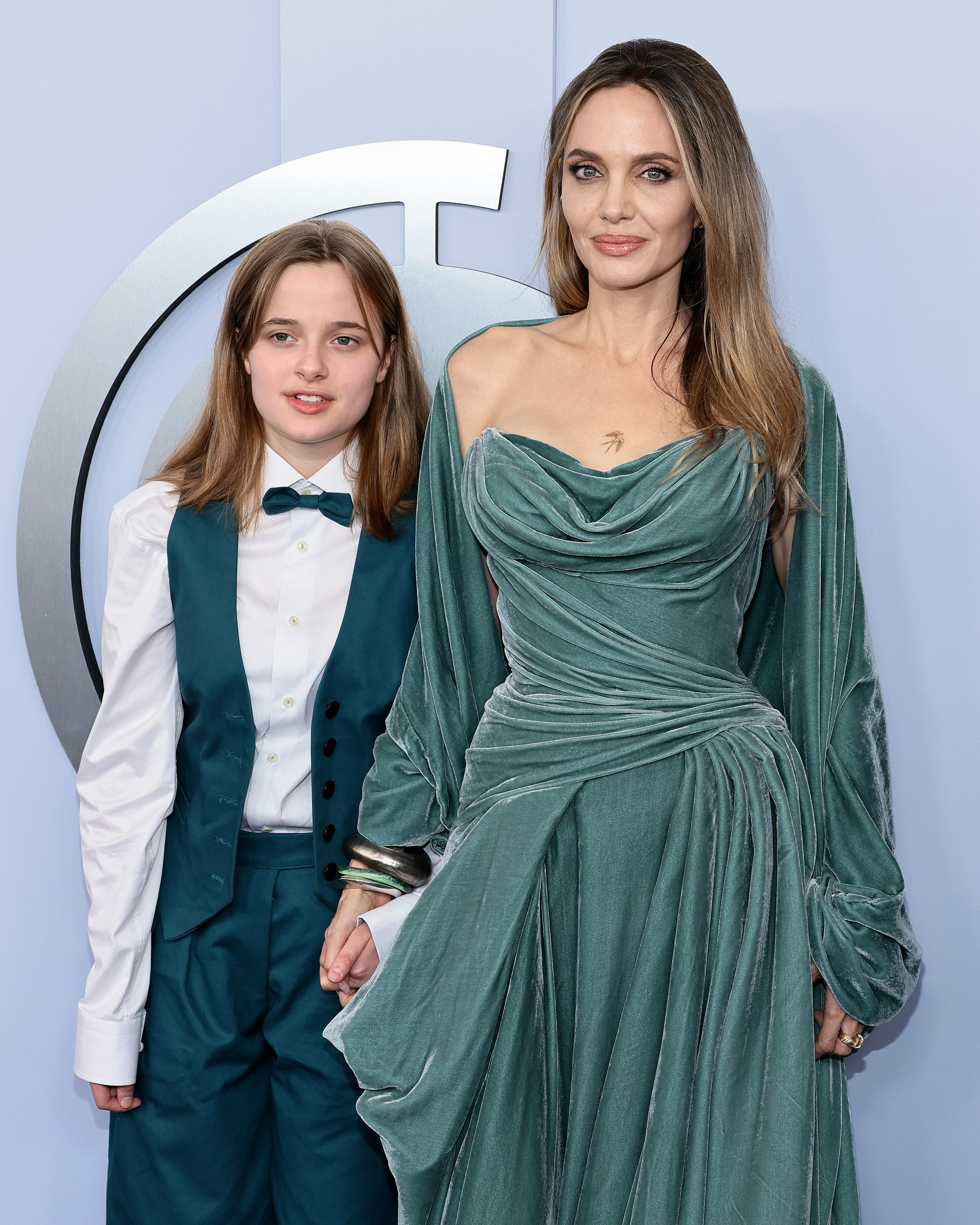 Vivienne Jolie-Pitt and Angelina Jolie hold hands as they attend the 77th Annual Tony Awards in New York City on June 16, 2024. | Source: Getty Images
