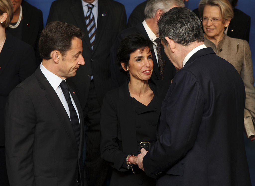Nicolas Sarkozy et Rachida Dati s'entretiennent avec le Premier ministre Gordon Brown, le 27 mars 2008 à Londres. Photo : Getty Images