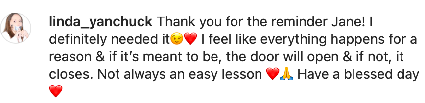 Comment under Jane Seymour's post on Instagram from March 25, 2023. | Source: Instagram.com/janeseymour
