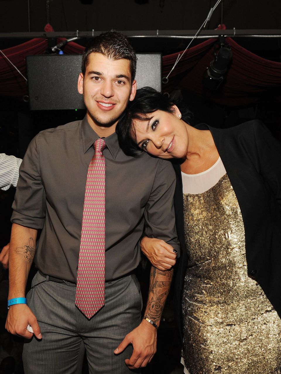 Rob Kardashian and Kris Kardashian during a night out at TAO Nightclub at the Venetian on October 16, 2009 in Las Vegas, Nevada. | Source: Getty Images