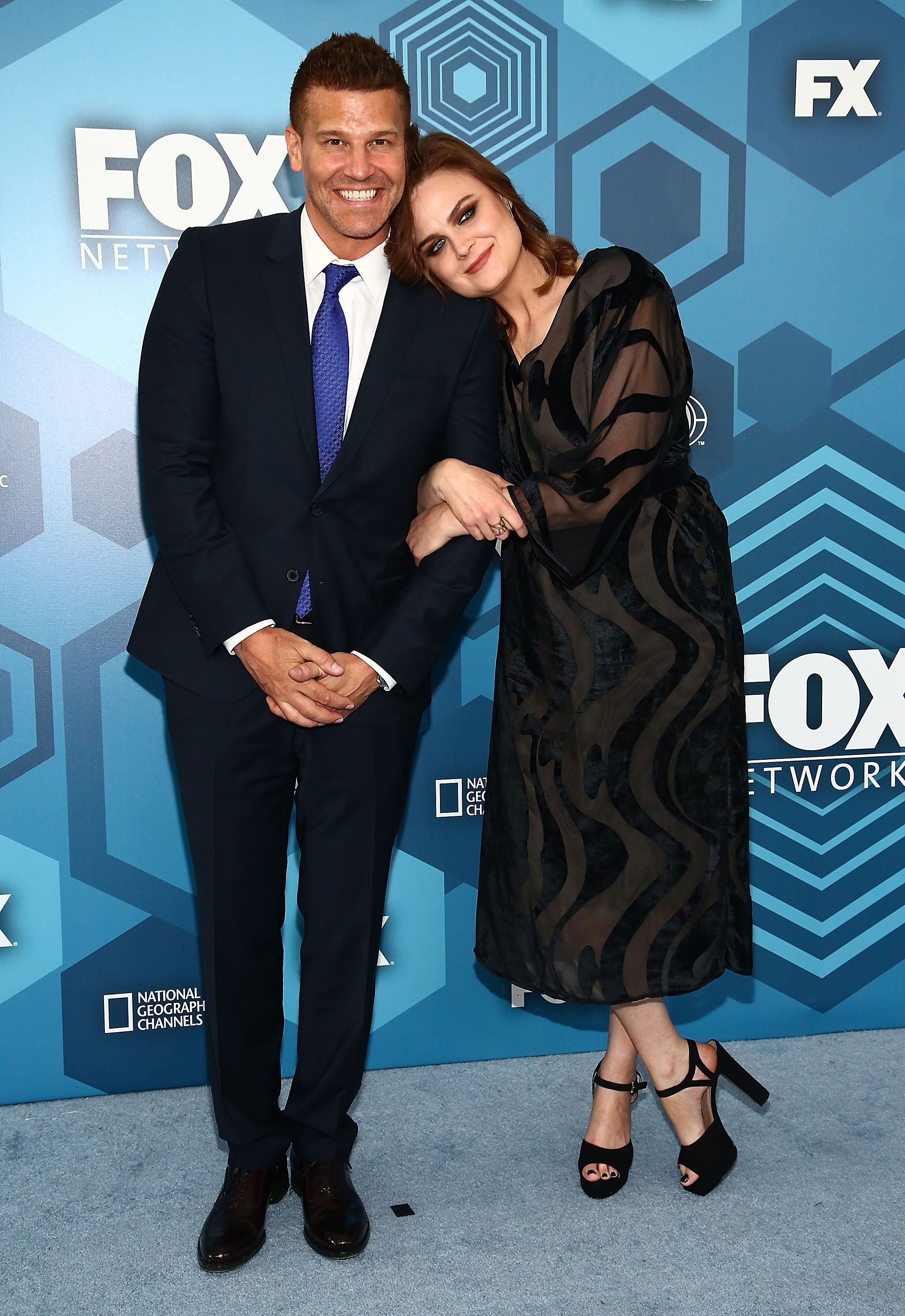 David Boreanaz and Emily Deschanel attend FOX 2016 Upfront Arrivals at Wollman Rink, Central Park on May 16, 2016, in New York City. | Source: Getty Images.