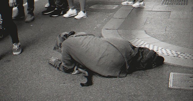 Man Hears Faint 'Excuse Me' and Sees Little Old Lady Who Needs Help on the Ground behind Him