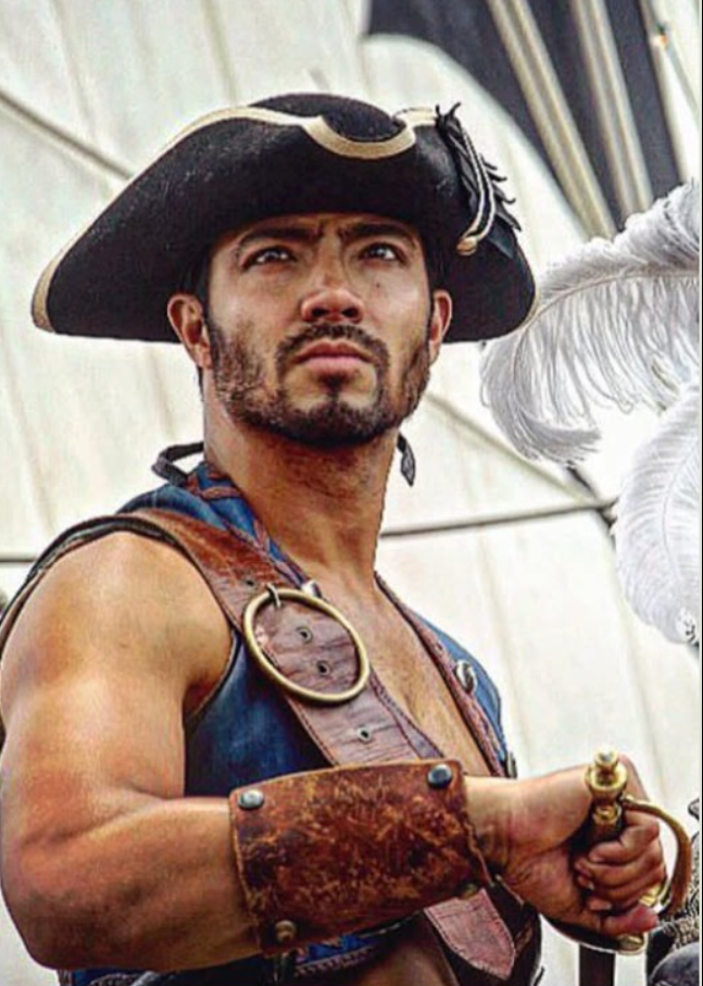 Michael Ryan Burke is in a theatrical costume, evoking a pirate or 18th-century naval officer aesthetic, from a post dated January 20, 2026. | Source: Facebook/MichelleMooreWinder