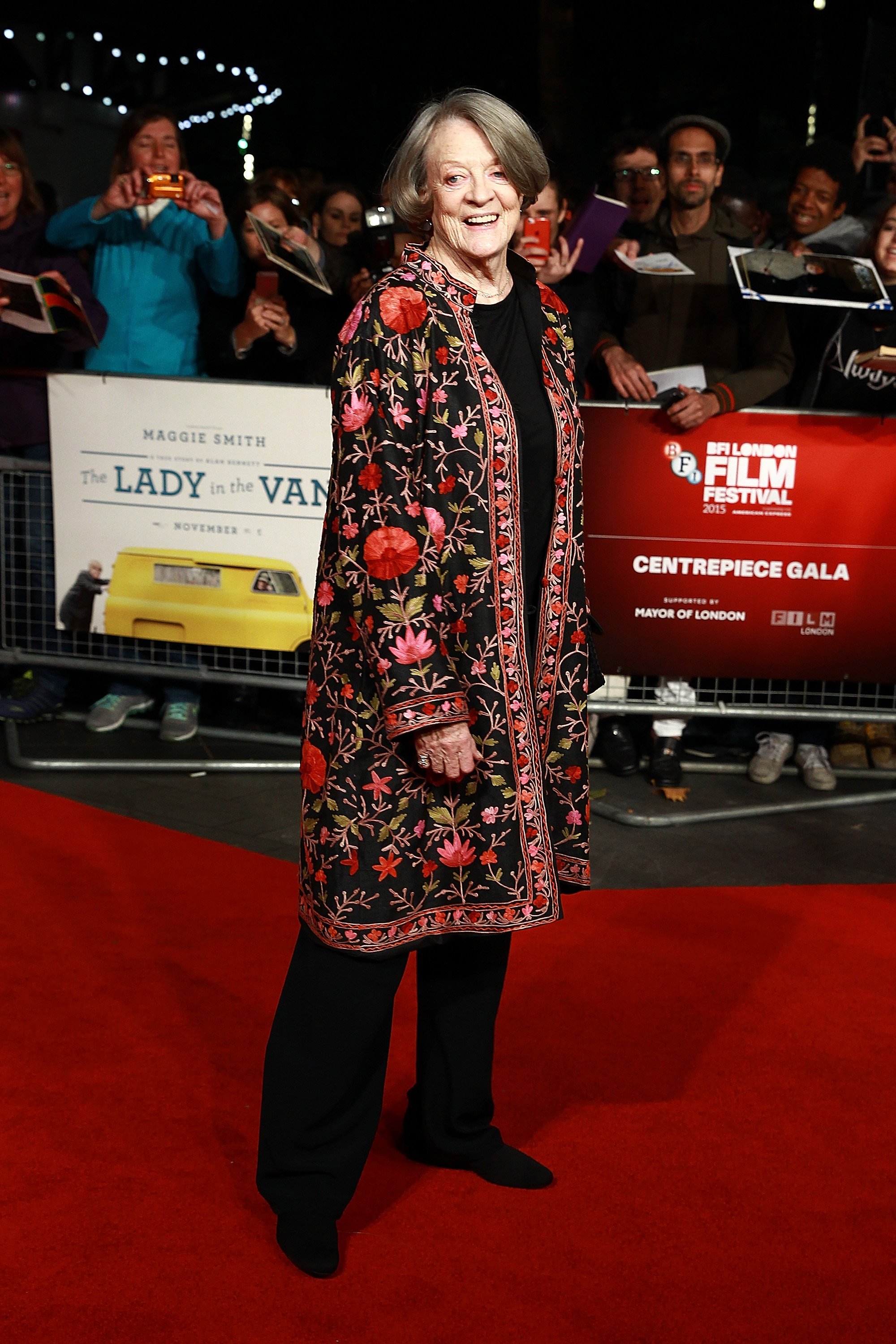 Maggie Smith at a screening of "The Lady in The Van" during the BFI London Film Festival at Odeon Leicester Square on October 13, 2015 | Photo: Getty Images