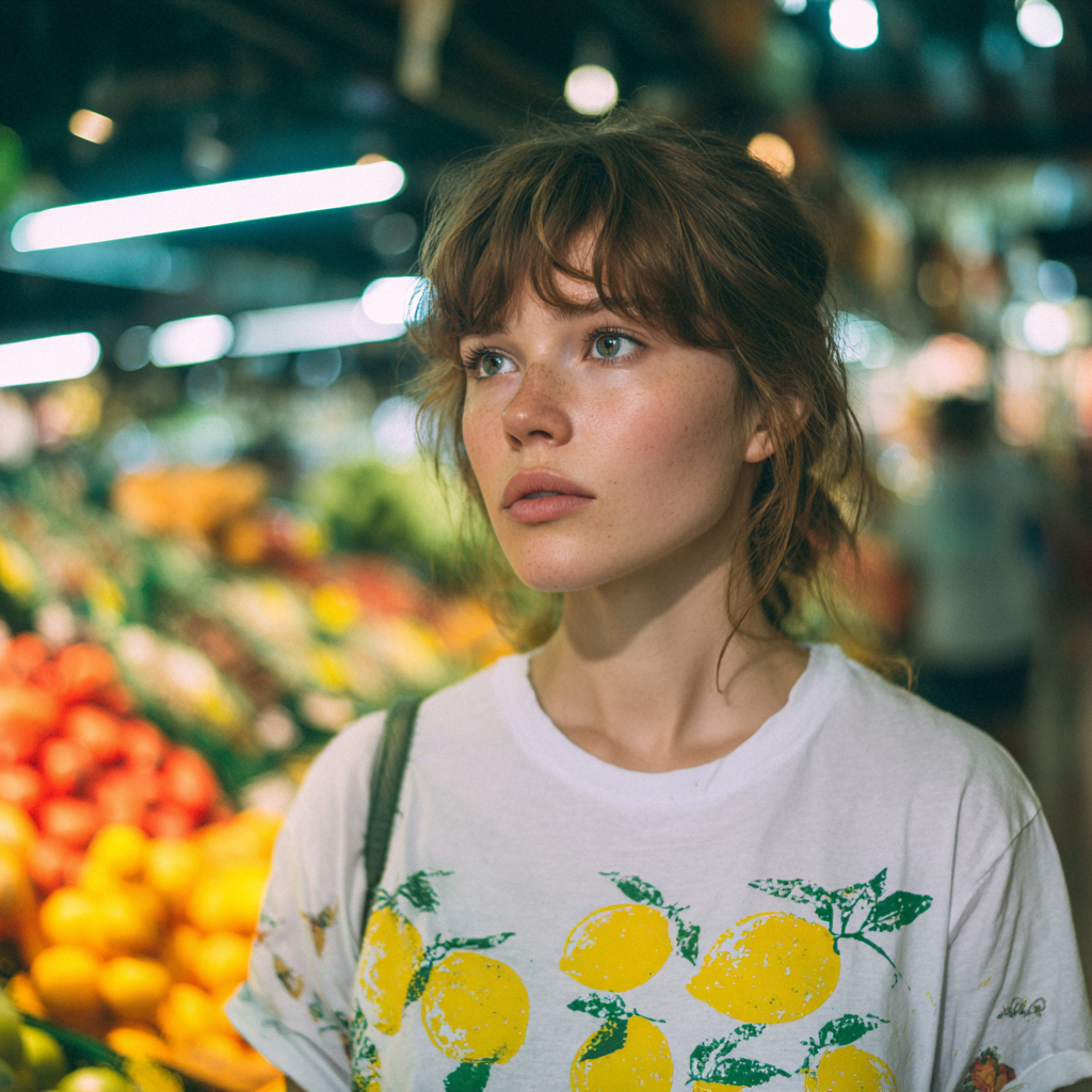 A woman standing in a grocery store | Source: Midjourney