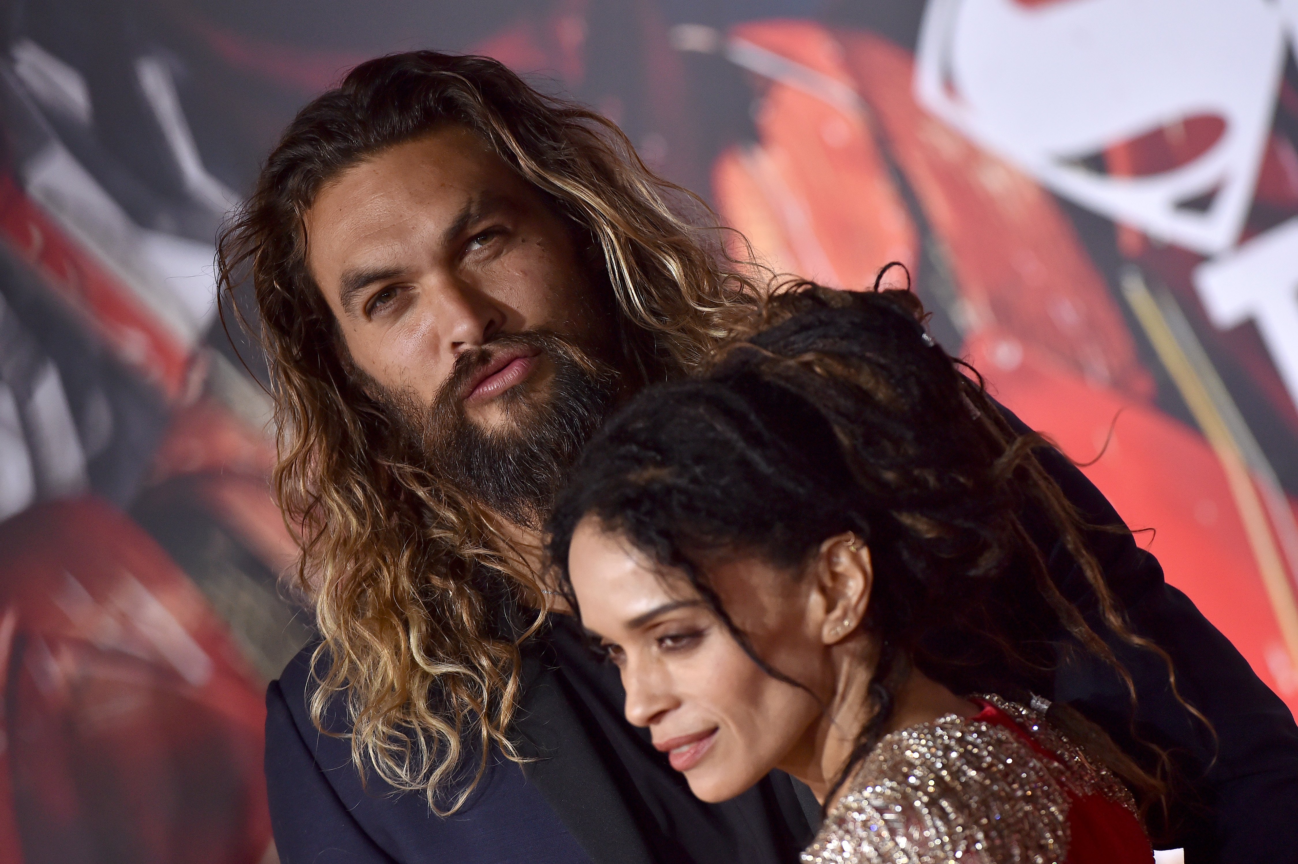 Jason Momoa and Lisa Bonet arrive at the premiere of "Justice League" at Dolby Theatre on November 13, 2017 in Hollywood, California. / Source: Getty Images
