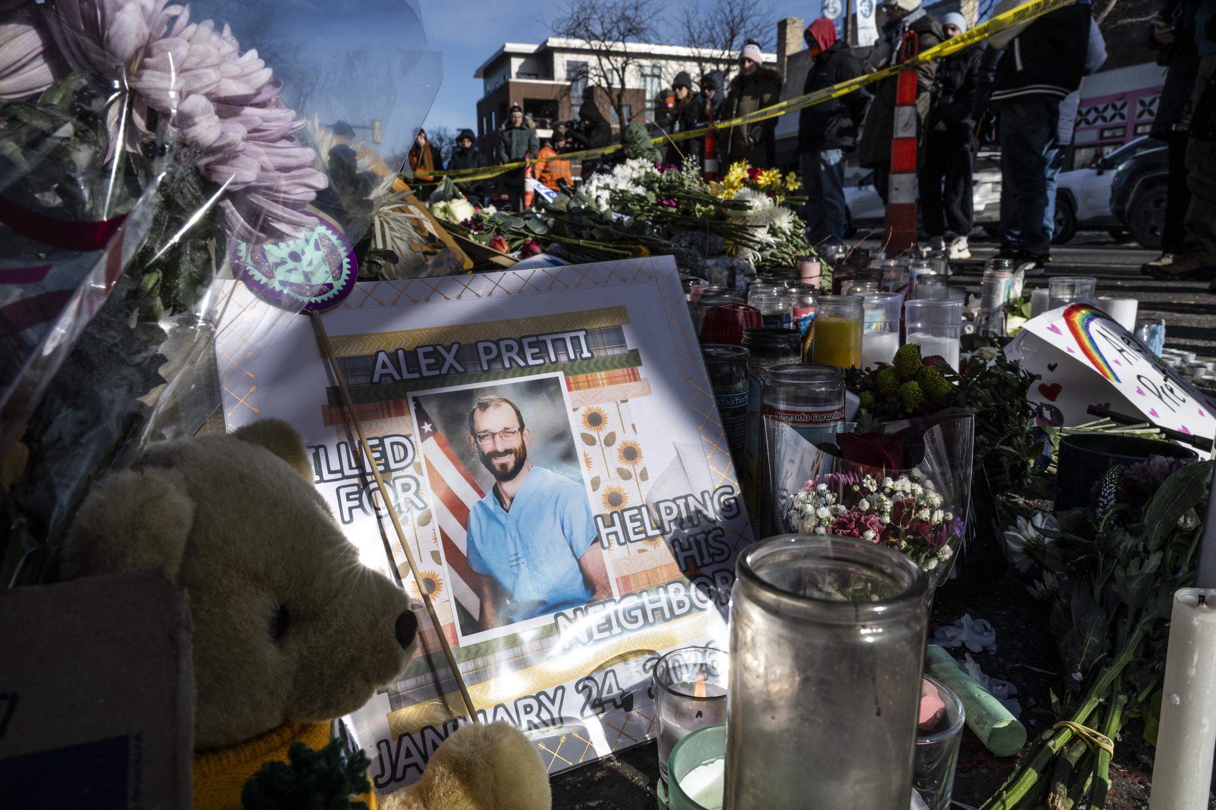 A memorial for Alex Pretti is seen in Minneapolis on January 26, 2026, after he was fatally shot by federal immigration agents | Source: Getty Images