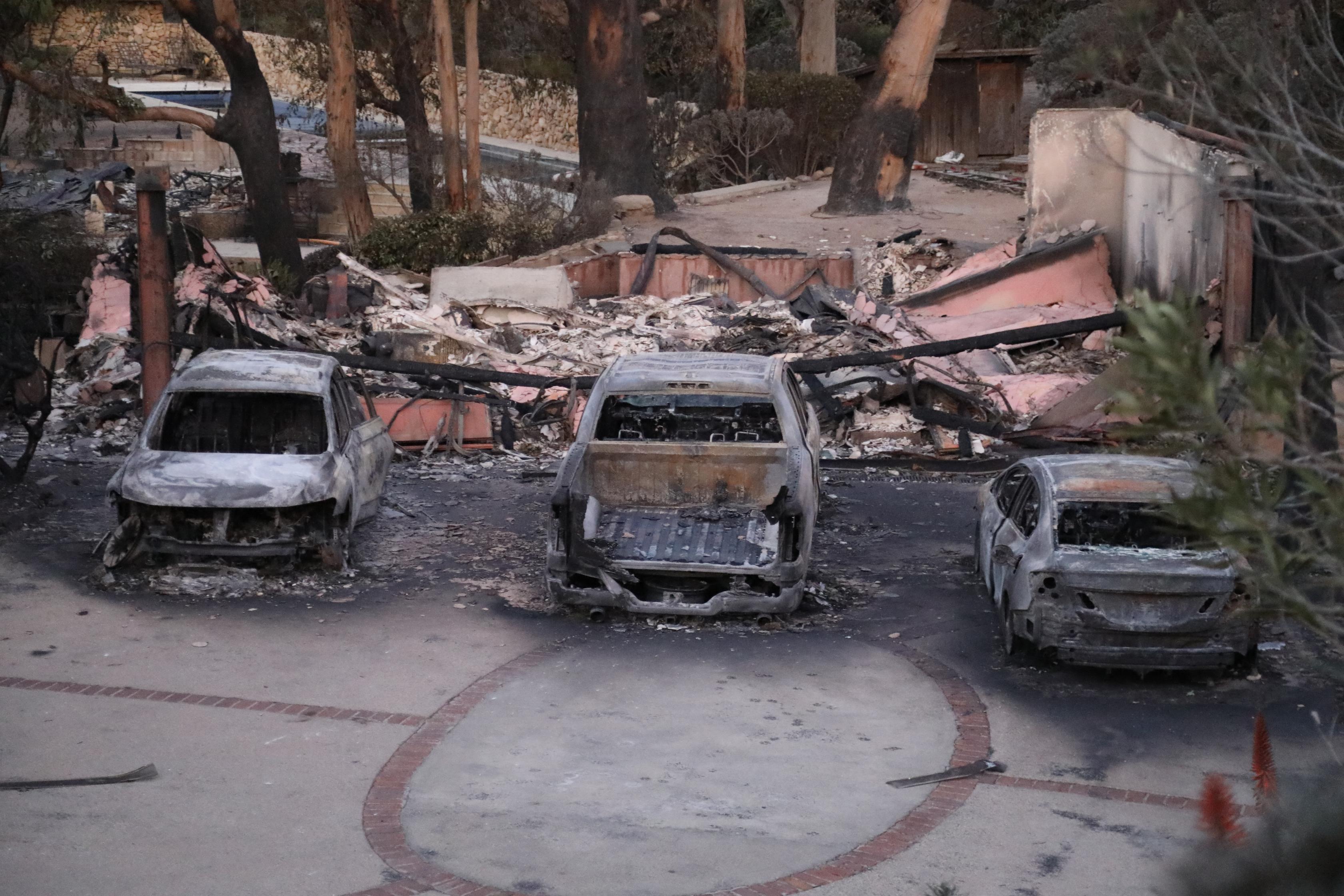 A view of Mel Gibson's Malibu home destroyed at the Palisades fire on January 10, 2025 in Los Angeles, California. | Source: Getty Images