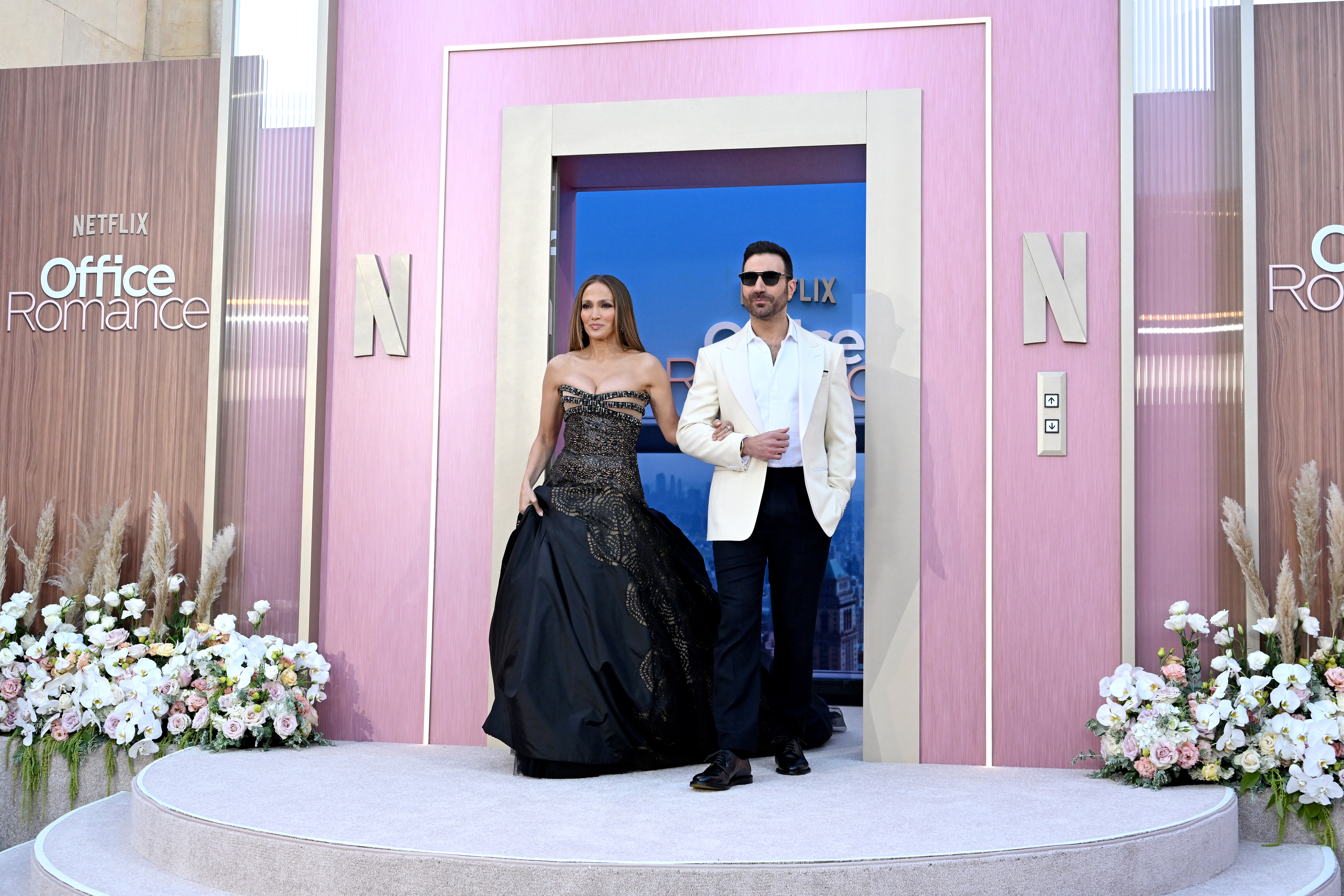 Jennifer Lopez and Brett Goldstein during the "Office Romance" world premiere at The Egyptian Theatre Hollywood on May 26, 2026, in Los Angeles, California | Source: Getty Images