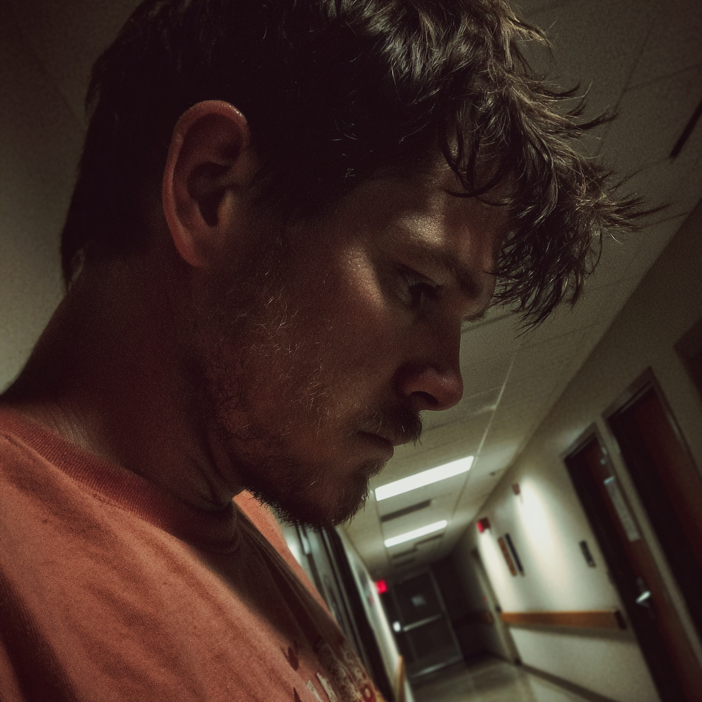 A concerned man standing in a hospital hallway | Source: Midjourney