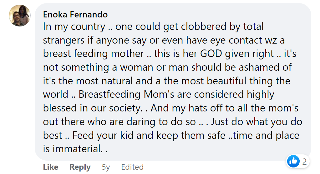 A comment on a Daily Mail Facebook post about Nicolle Blackman's public breastfeeding story on September 19, 2017 | Source: Facebook/Daily Mail