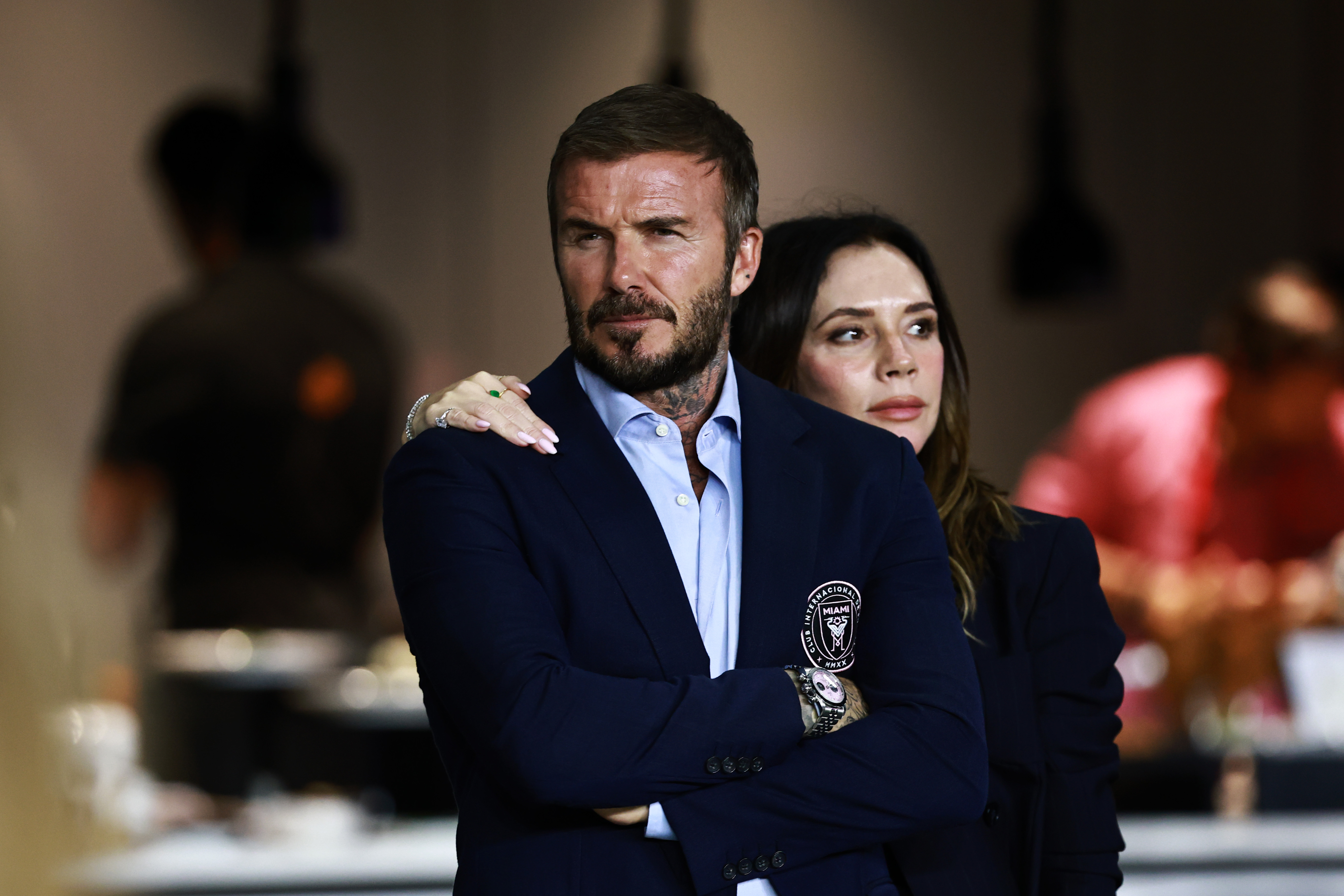 David and Victoria Beckham attend the 2025 MLS Cup Playoff match between Inter Miami CF and Nashville SC at Chase Stadium on 24 October 2025 in Fort Lauderdale, Florida. | Source: Getty Images