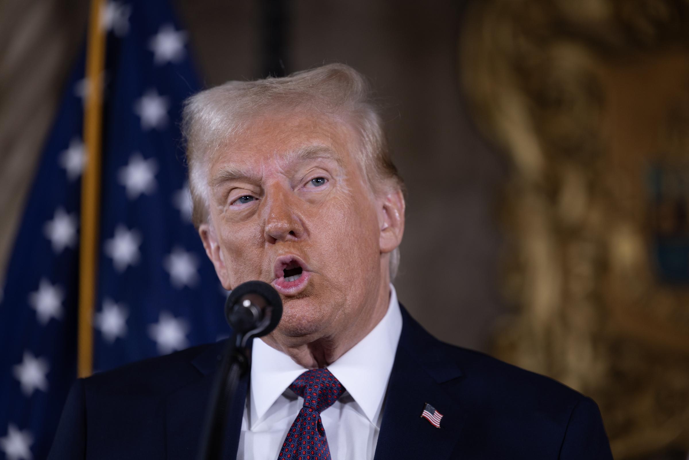 Donald Trump addressing the media. | Source: Getty Images