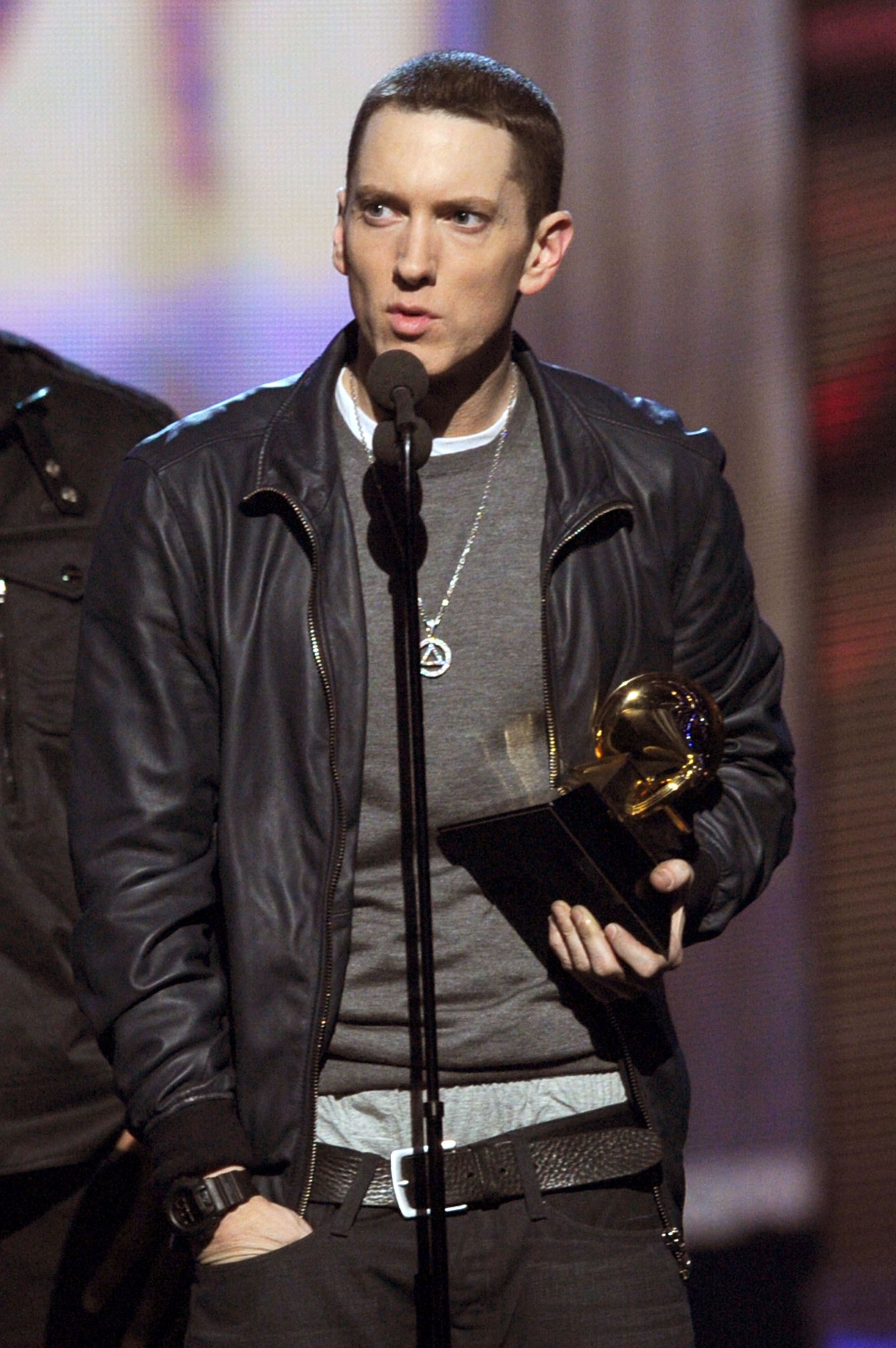 Eminem accepts the Best Rap Album Award for "Recovery" onstage during The 53rd Annual GRAMMY Awards held at Staples Center on February 13, 2011 | Photo: Getty Images