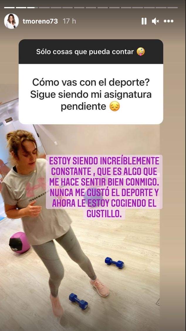 Toñi Moreno haciendo ejercicios.│ Foto: Captura de Instagram/tmoreno73