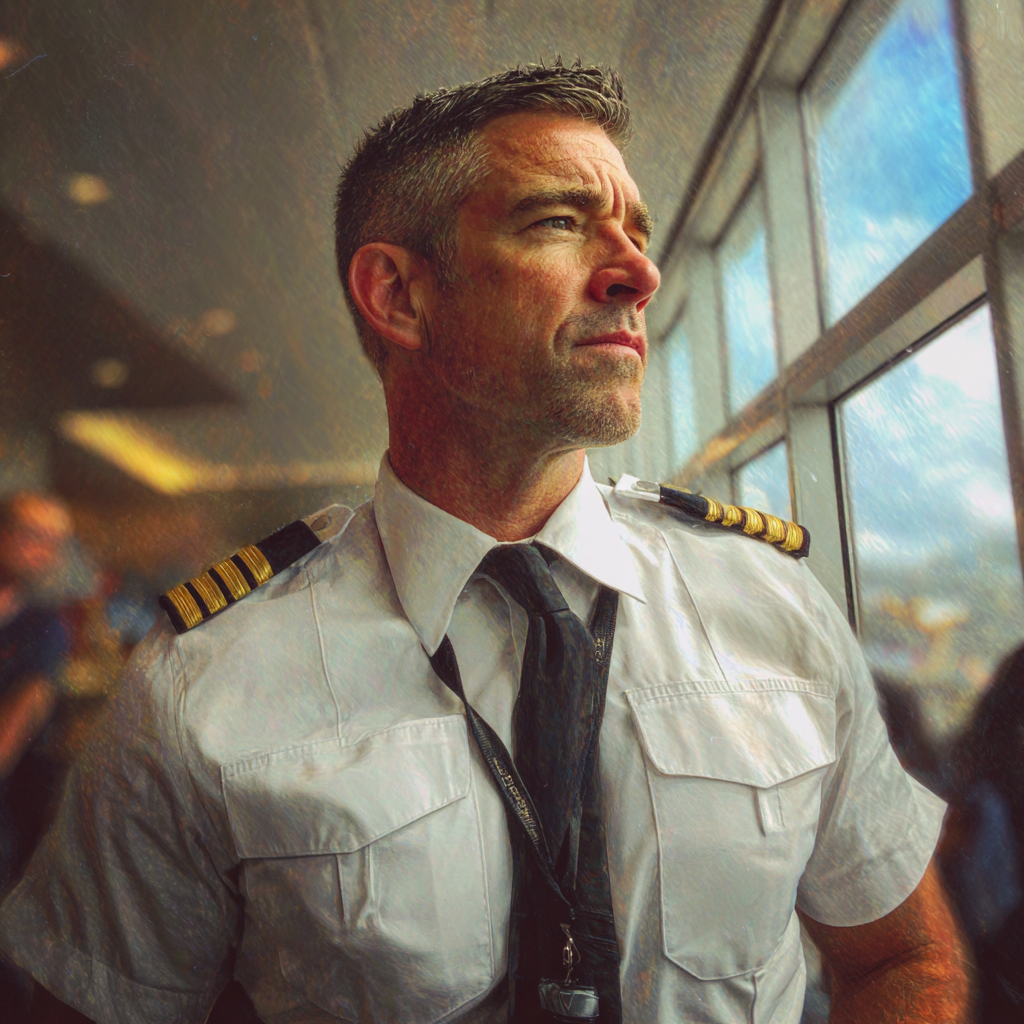 A pilot in his uniform | Source: Midjourney
