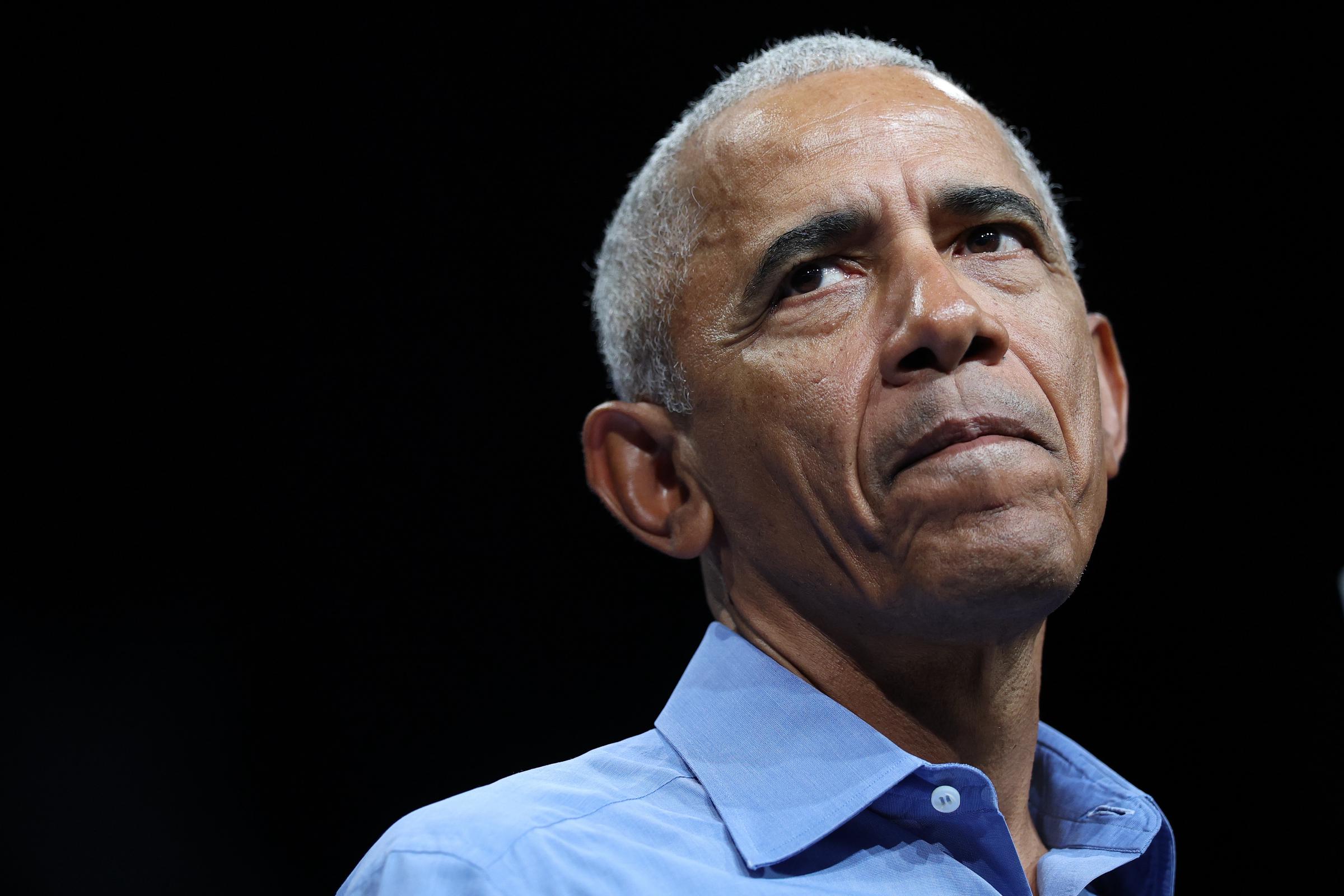 Barack Obama speaks while campaigning for Virginia Democratic gubernatorial candidate, former Rep. Abigail Spanberger during a campaign rally in the Chartway Arena on November 1, 2025 in Norfolk, Virginia | Source: Getty Images