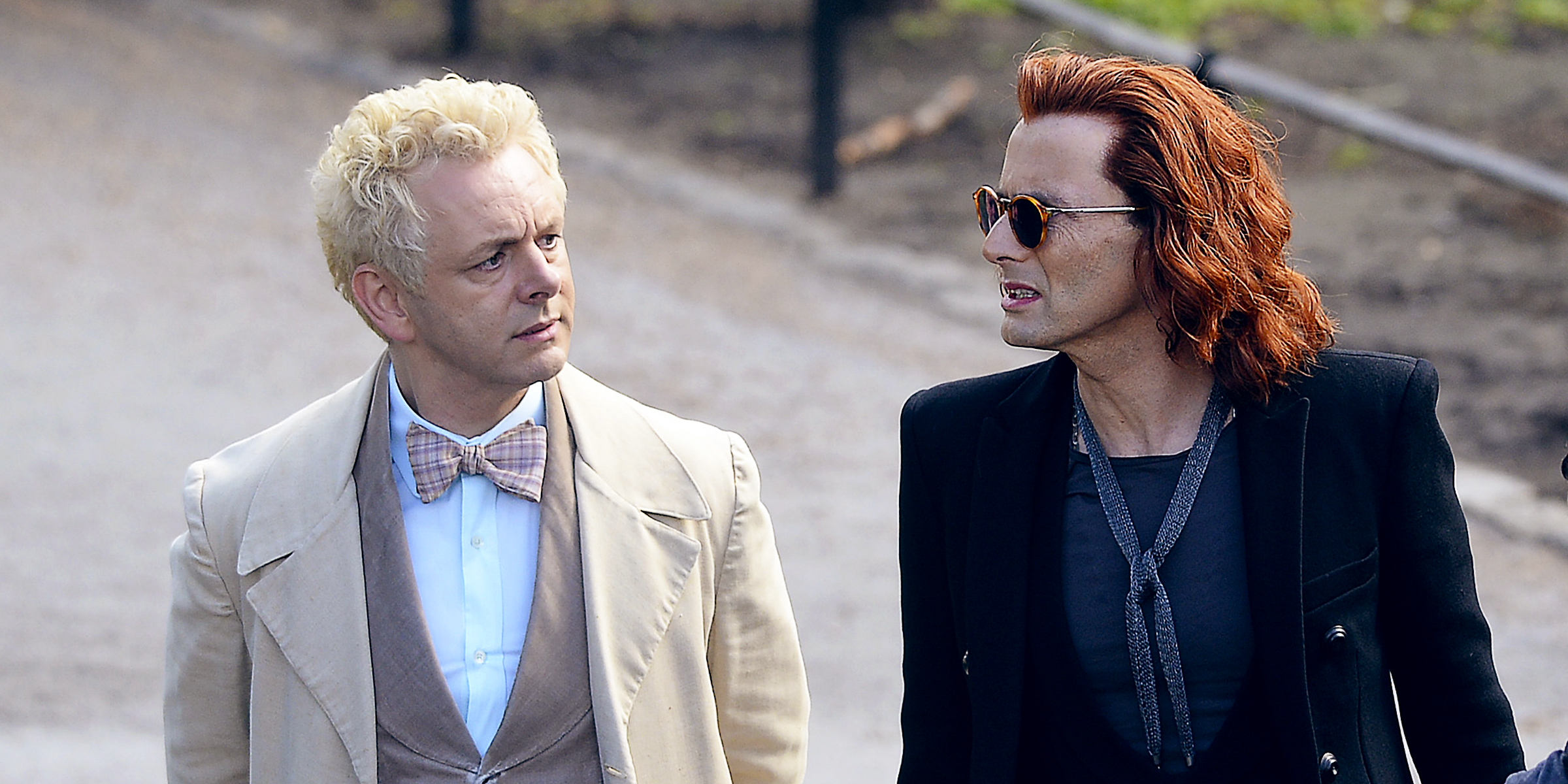 Michael Sheen as Arizaphale and David Tennant as Crowley. | Source: Getty Images