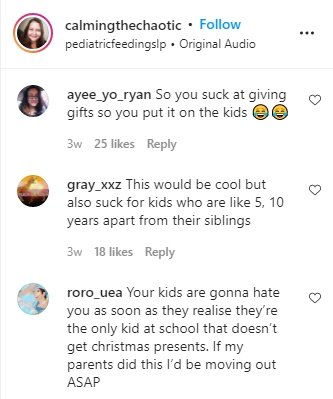 Individuals commenting on an Instagram video by Angie Wipf.┃Source: Instagram.com/calmingthechaotic