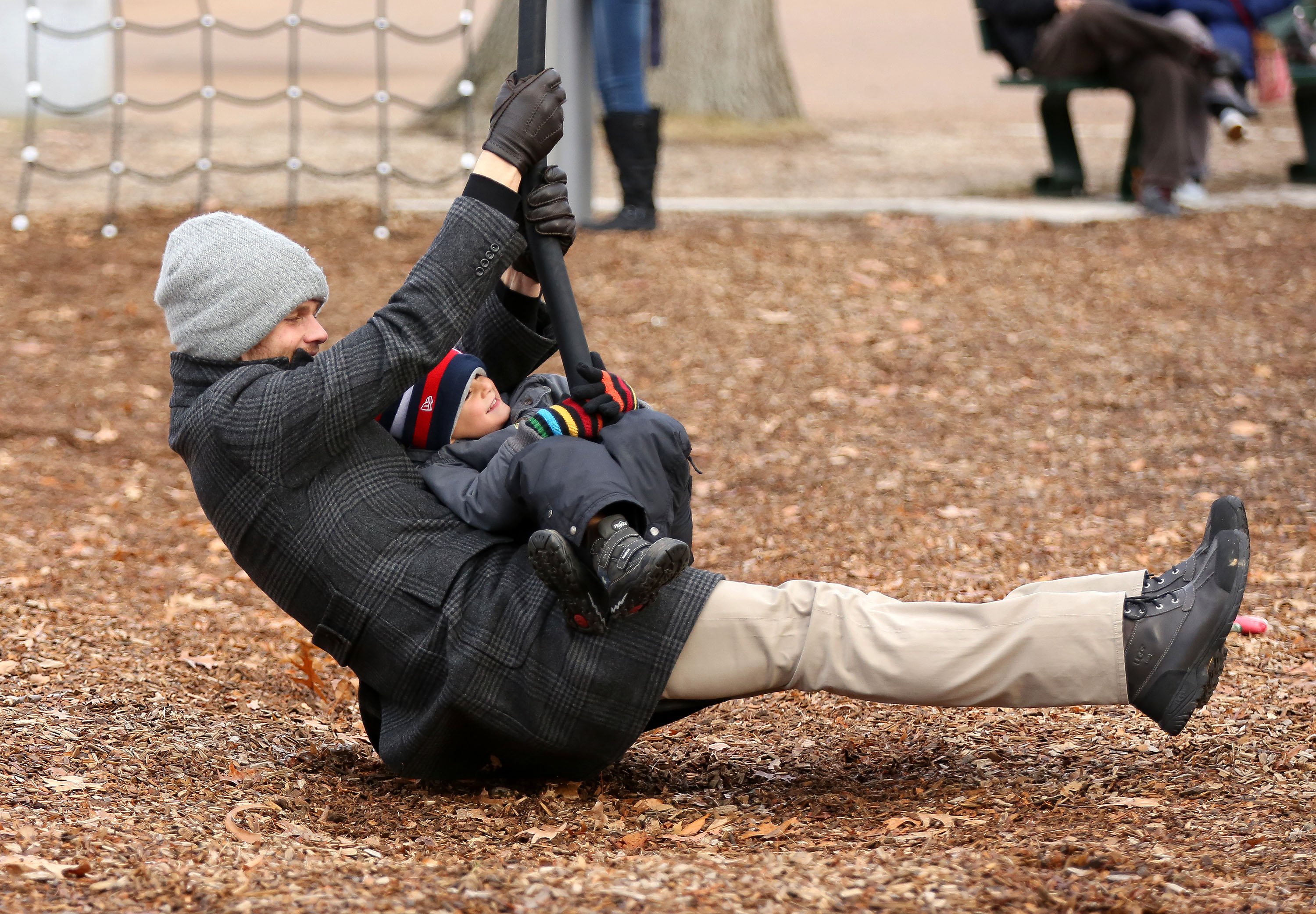Tom Brady is seen at a local playground with his son, Benjamin Brady on January 12, 2014 in Boston, Massachusetts | Source: Getty Images 