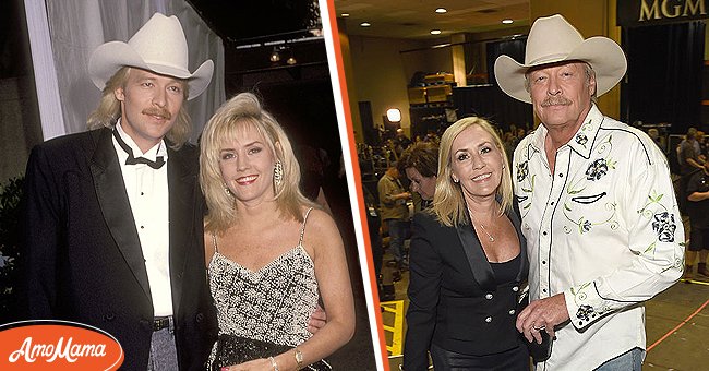 Alan Jackson and wife Denise Jackson during 27th Annual Academy of Country Music Awards at Shrine Auditorium in Los Angeles [left]. Denise Jackson (L) and Alan Jackson attend the 53rd Academy of Country Music Awards at MGM Grand Garden Arena on April 15, 2018 [right]. | Photo: Getty Images