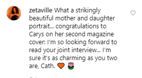 Fan's comment on Catherine Zeta-Jones' post. | Source: Instagram/catherinezetajones