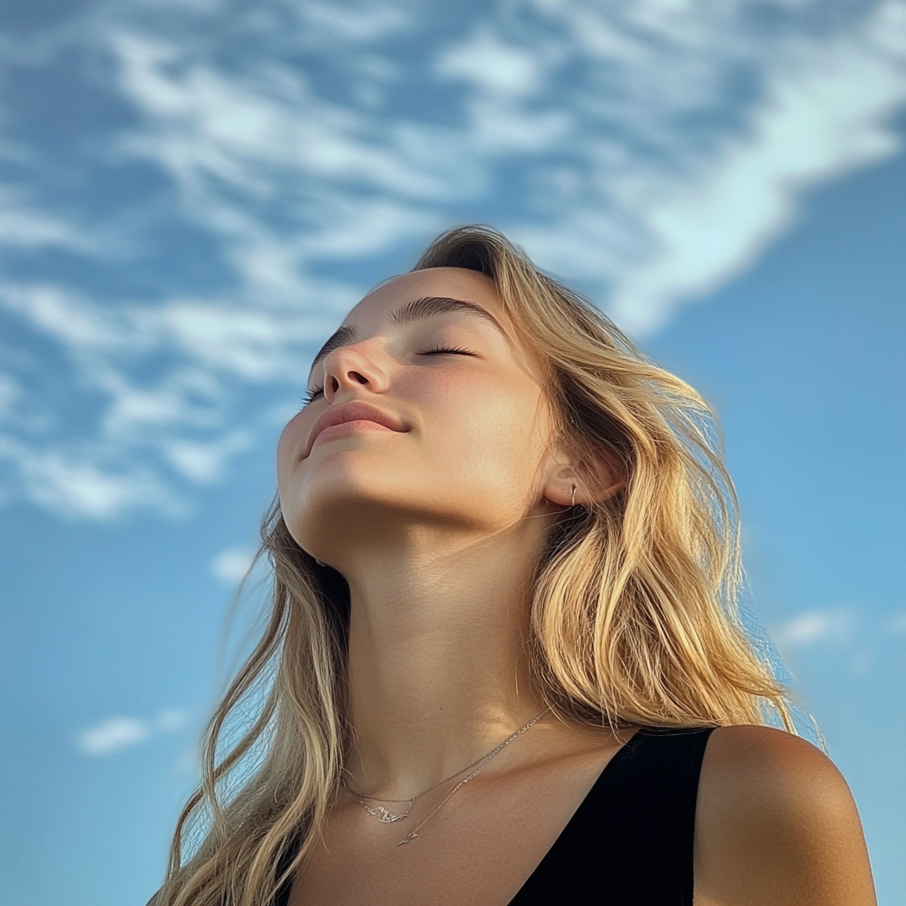 A young woman standing outside | Source: Midjourney
