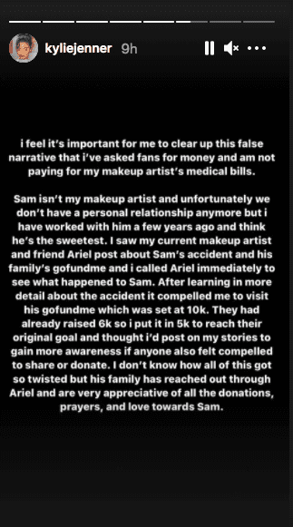Kylie Jenner's detailed write-up letting her fans and critics alike know her part of the story. | Photo: Instagram / kyliejenner