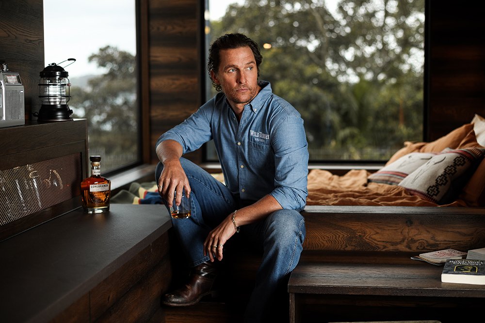 Matthew McConaughey in a promotional shot for his co-designed off-grid cabin at The Royal Botanic Gardens in Sydney, Australia, in November 2019. I Image: Getty Images.