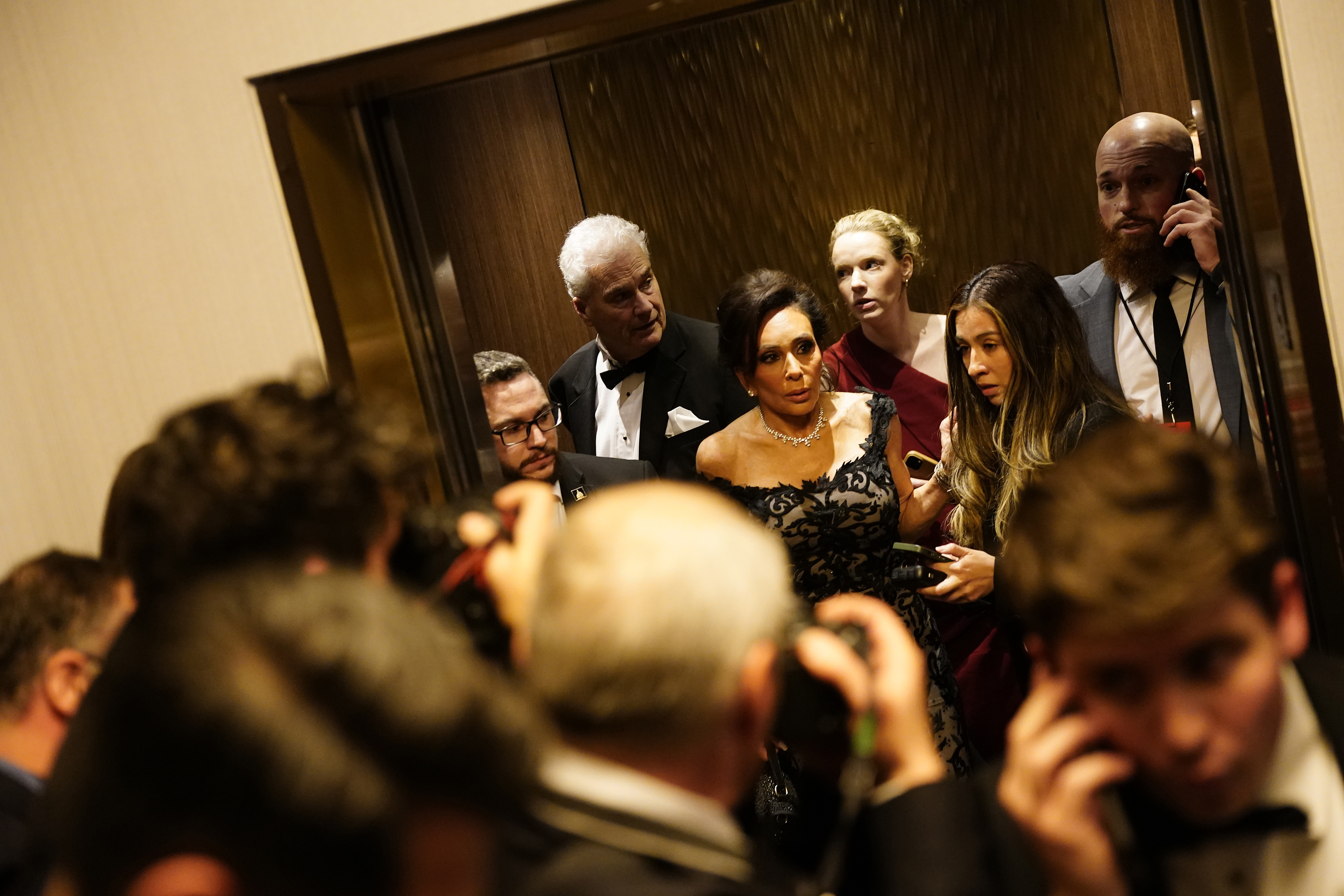 Jeanine Pirro is escorted by agents out of Washington Hilton after an incident during the White House Correspondents' Dinner on April 25, 2026, in Washington, DC | Source: Getty Images