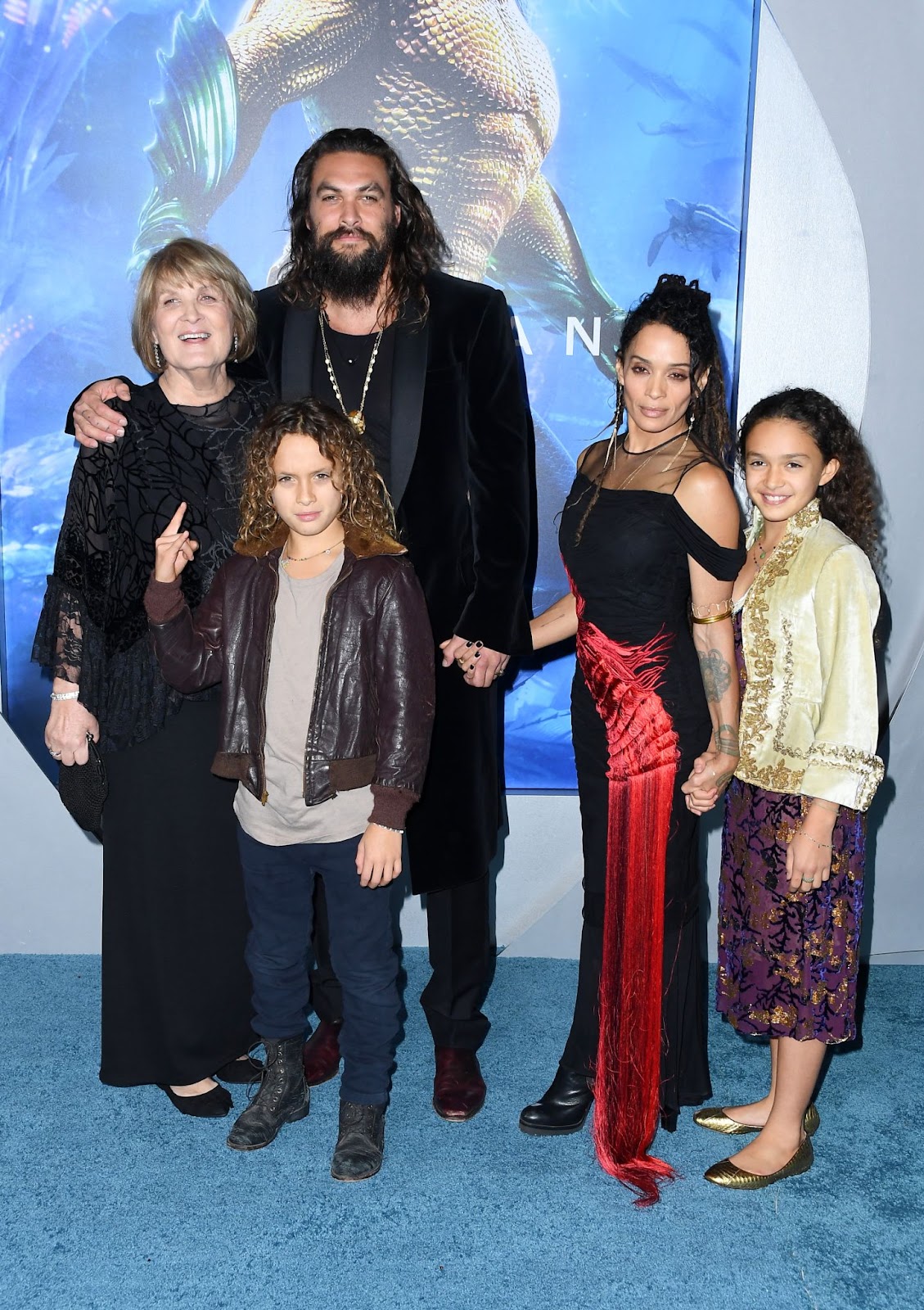 Jason Momoa attended the premiere of "Aquaman" on December 12, 2018, in Hollywood, California, joined by his mother, children, and then-wife, Lisa Bonet. The family's strong bond was evident as they supported Jason during one of the biggest milestones of his career. | Source: Getty Images