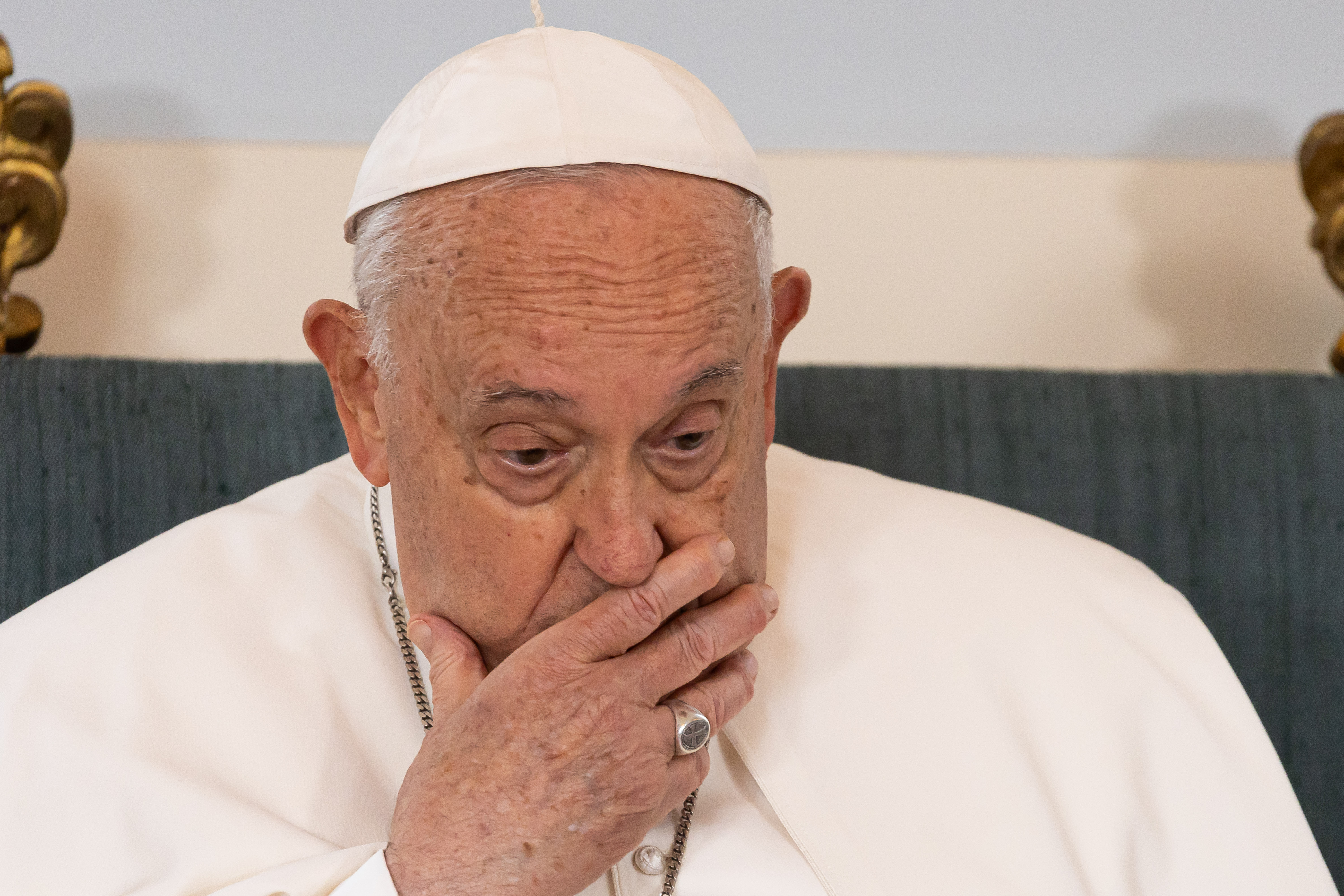 Pope Francis at Laeken Castle in Brussels, Belgium. | Source: Getty Images