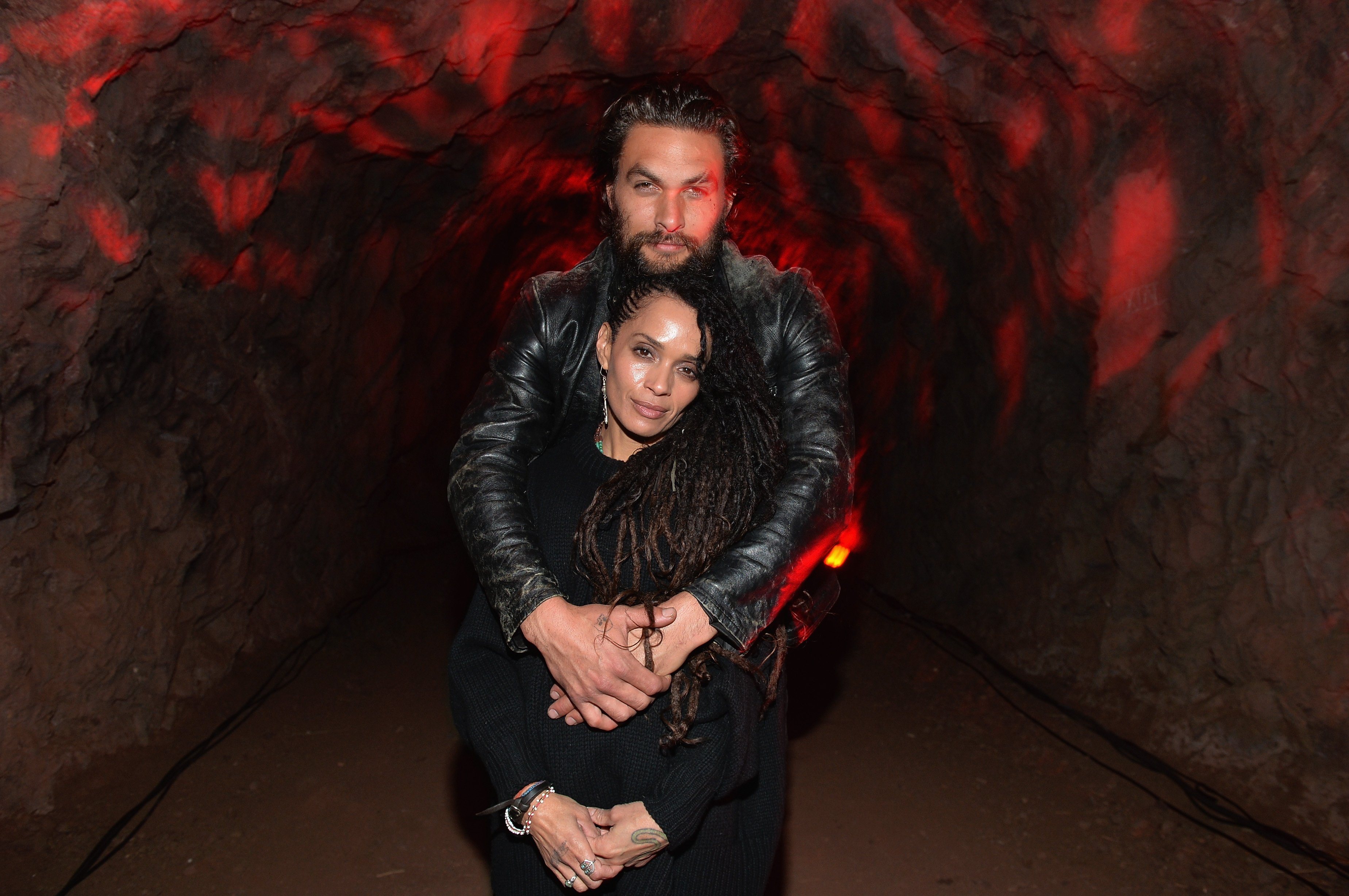 Lisa Bonet and Jason Momoa attend a screening of "The Red Road" at The Bronson Caves at Griffith Park on February 24, 2014 in Los Angeles, California. / Source: Getty Images