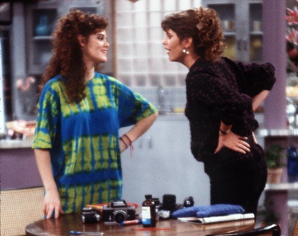 American actresses Rebecca Schaeffer and Pam Dawber face off in a scene from the television series 'My Sister Sam,' circa 1986 | Source: Getty Images