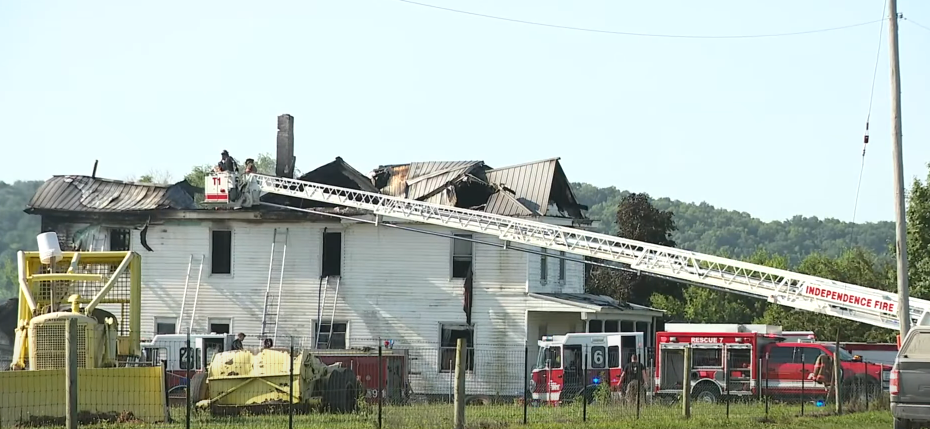 Firefighters working at the Brown's farmhouse where Jerilynn Brown died, from a news report dated July 4, 2025 | Source: Youtube/FOX4 News Kansas City