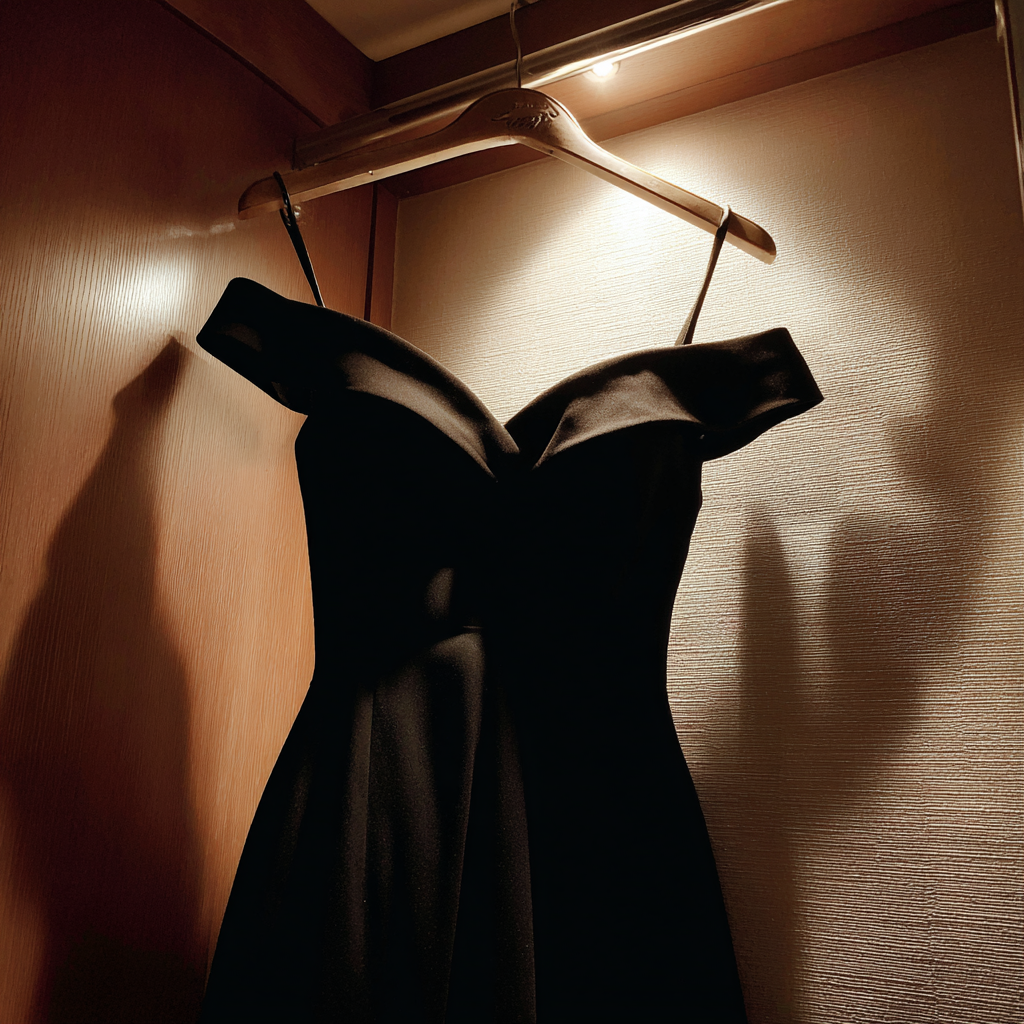 A black dress on a hanger | Source: Midjourney