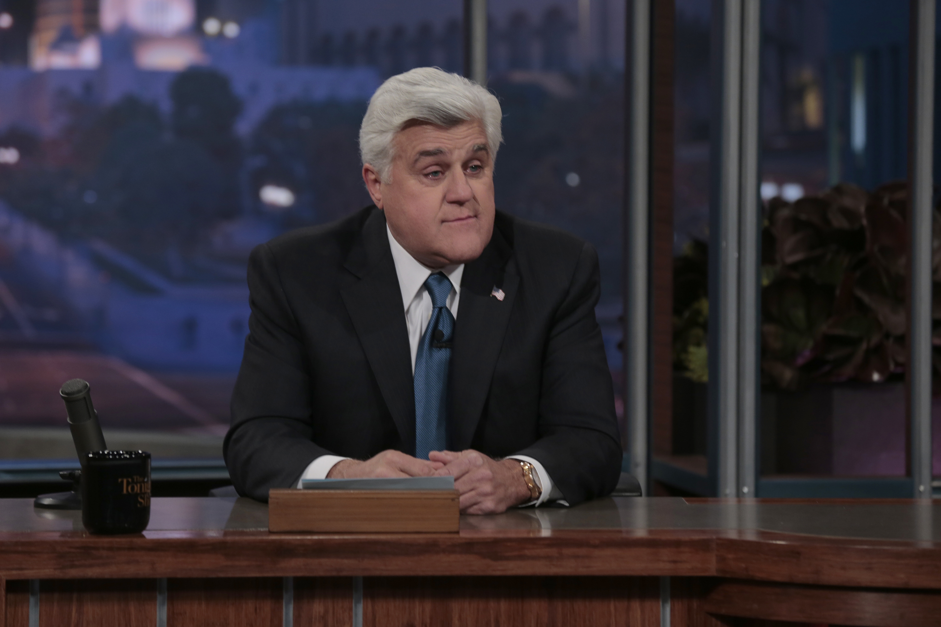 Jay Leno on "The Tonight Show" on February 6, 2014 | Source: Getty Images