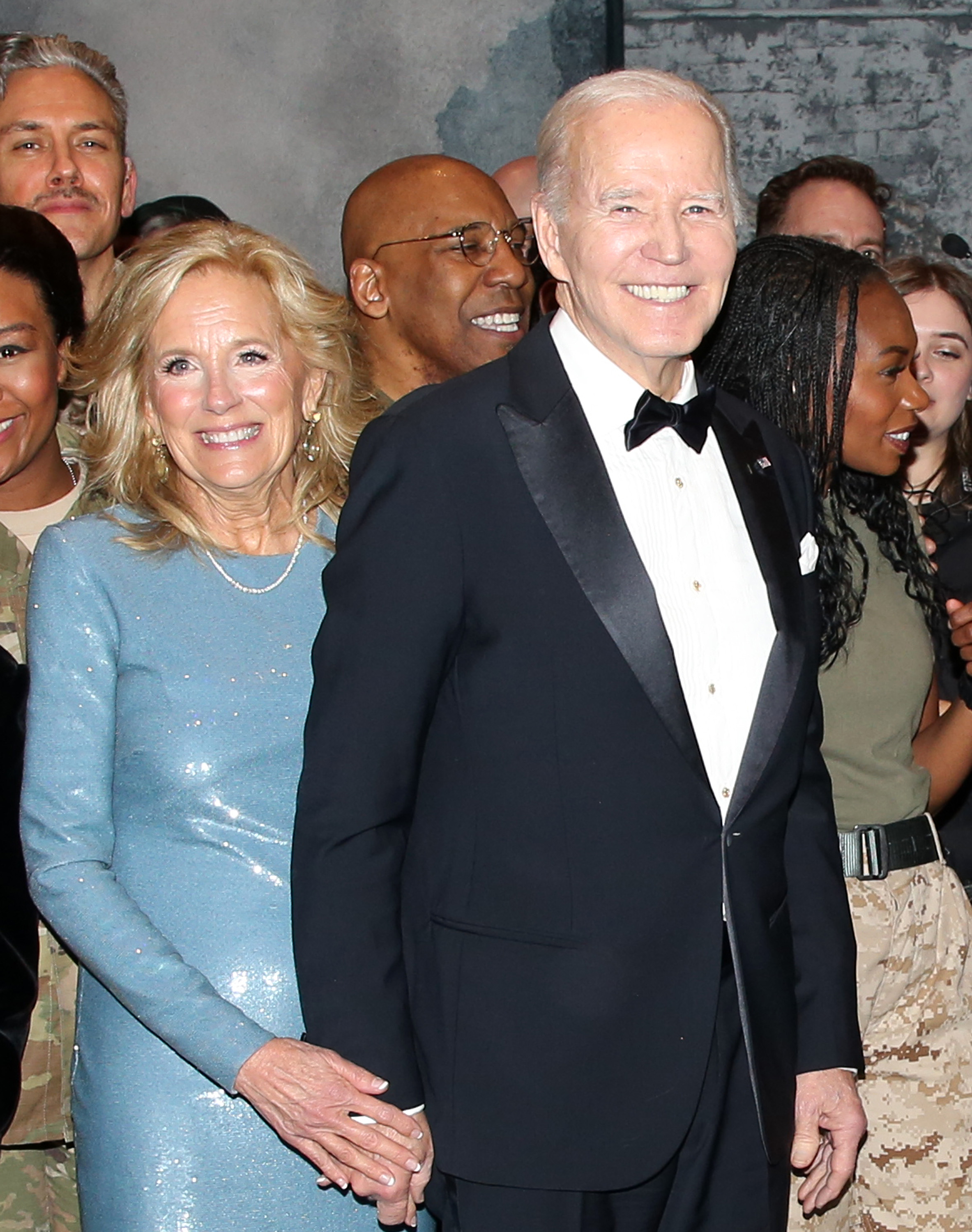 Dr. Jill Biden and Former U.S. President Joe Biden pose backstage on the opening night of "Othello" on Broadway at The Barrymore Theater on March 23, 2025, in New York City. | Source: Getty Images