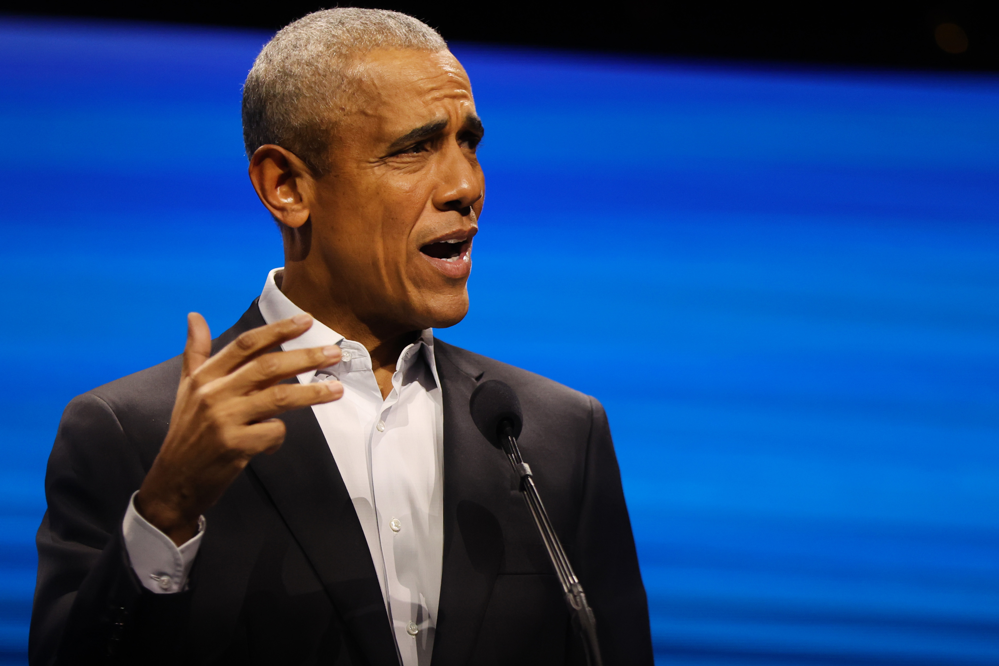 Former U.S. President Barack Obama speaking at a Democracy Forum event held by the Obama Foundation in New York City on November 17, 2022. | Source: Getty Images
