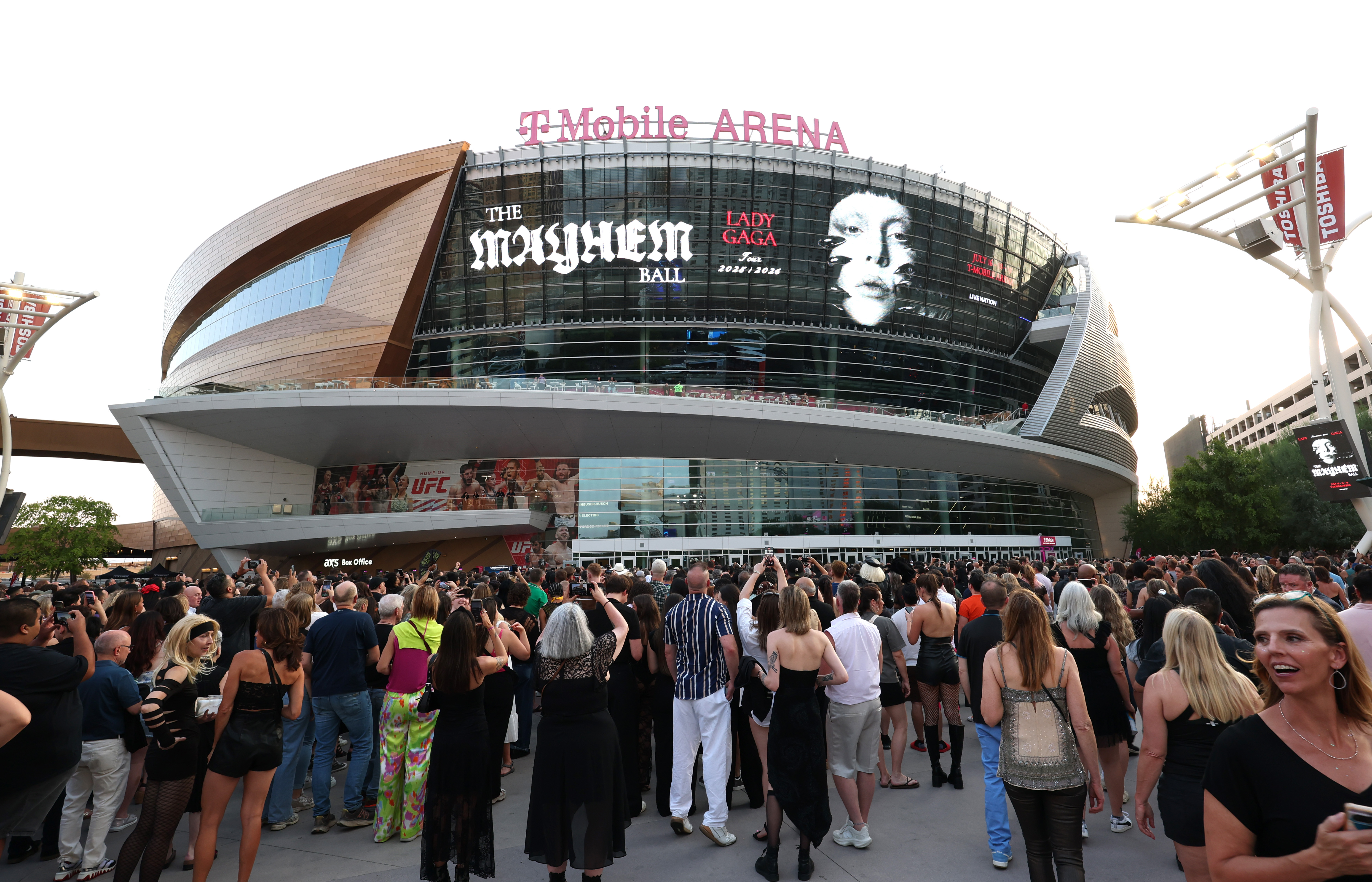 Concertgoers waiting outside the venue of the Mayhem Ball tour's Las Vegas show. | Source: Getty Images