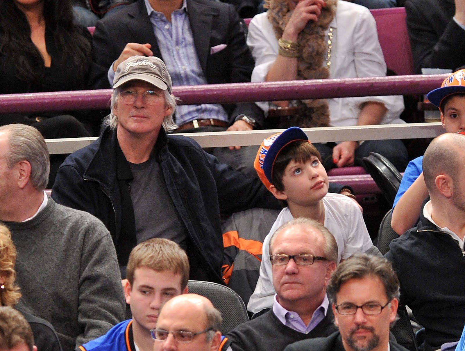 Richard Gere and his son Homer at the Utah Jazz vs New York Knicks game at Madison Square Garden on March 7, 2011, in New York. | Source: Getty Images