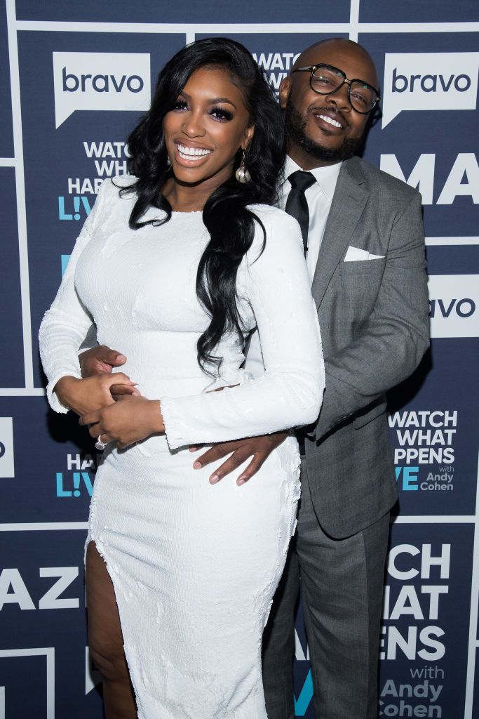 Porsha Williams and Dennis McKinley during "Watch What Happens Live with Andy Cohen" Season 16. | Source: Getty Images