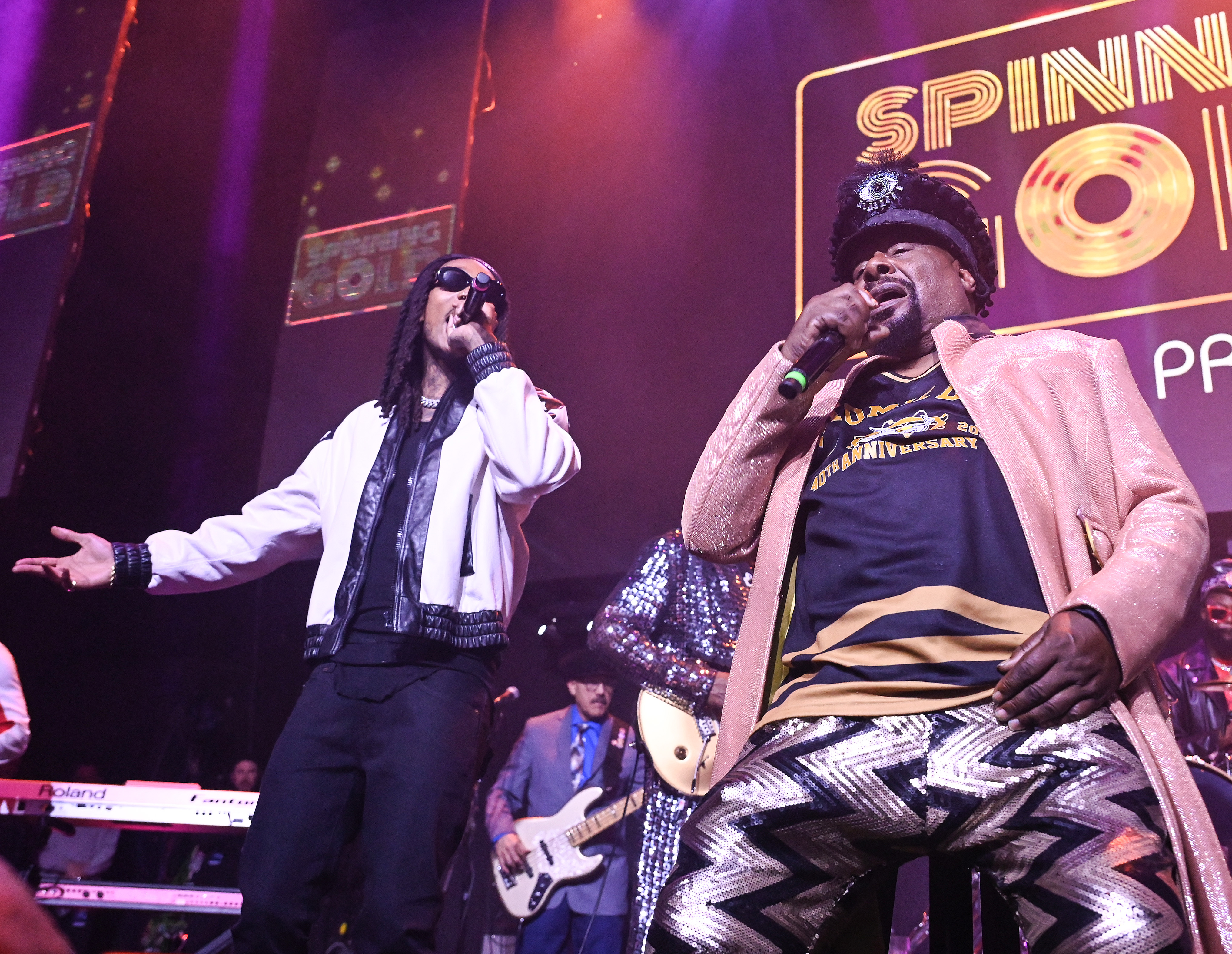 Wiz Khalifa and George Clinton at the concert celebrating the premiere of "Spinning Gold" on March 29, 2023, in Los Angeles, California. | Source: Getty Images