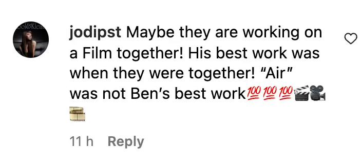 User comment about Jennifer Garner and Ben Affleck, dated September 27, 2023 | Source: Instagram/justjared