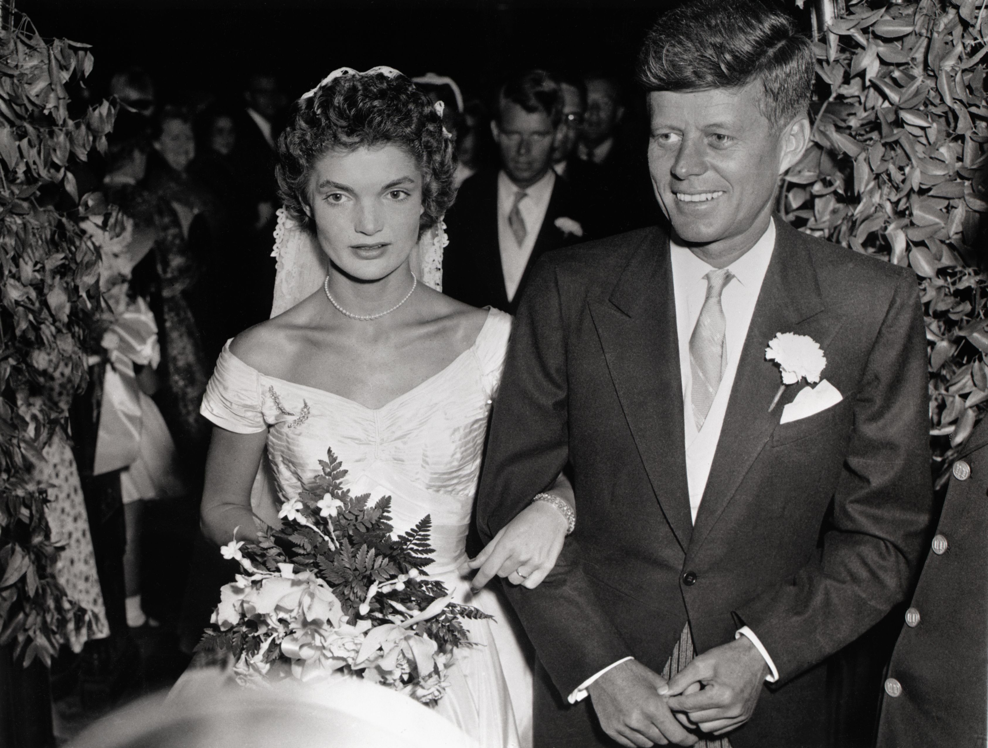 Jacqueline Lee Bouvier and John F. Kennedy wed on September 12, 1953, in St. Mary's Church in Newport, Rhode Island. | Source: Bettmann/Getty Images 