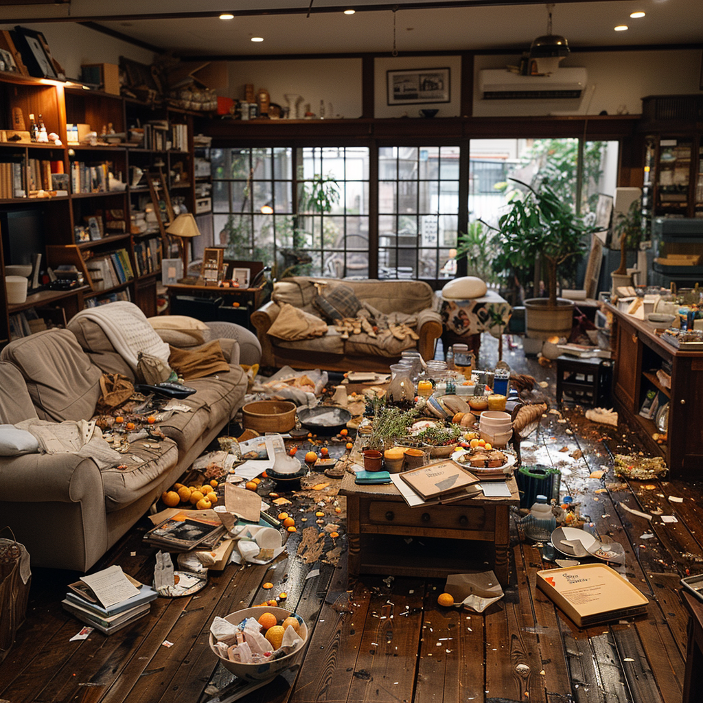 Mess in the house after a party | Source: Midjourney