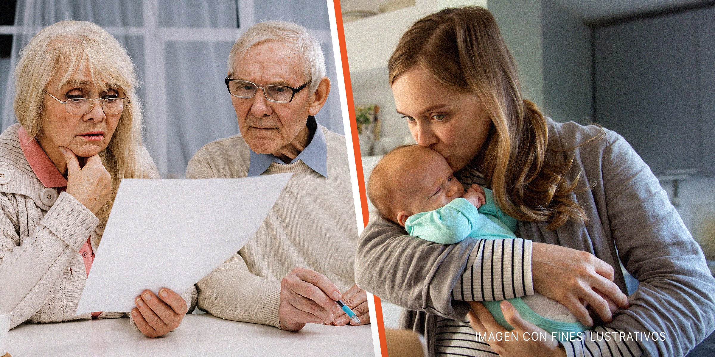 Pareja de ancianos leyendo un documento | Una madre y su bebé recién nacido | Fuente: Freepik