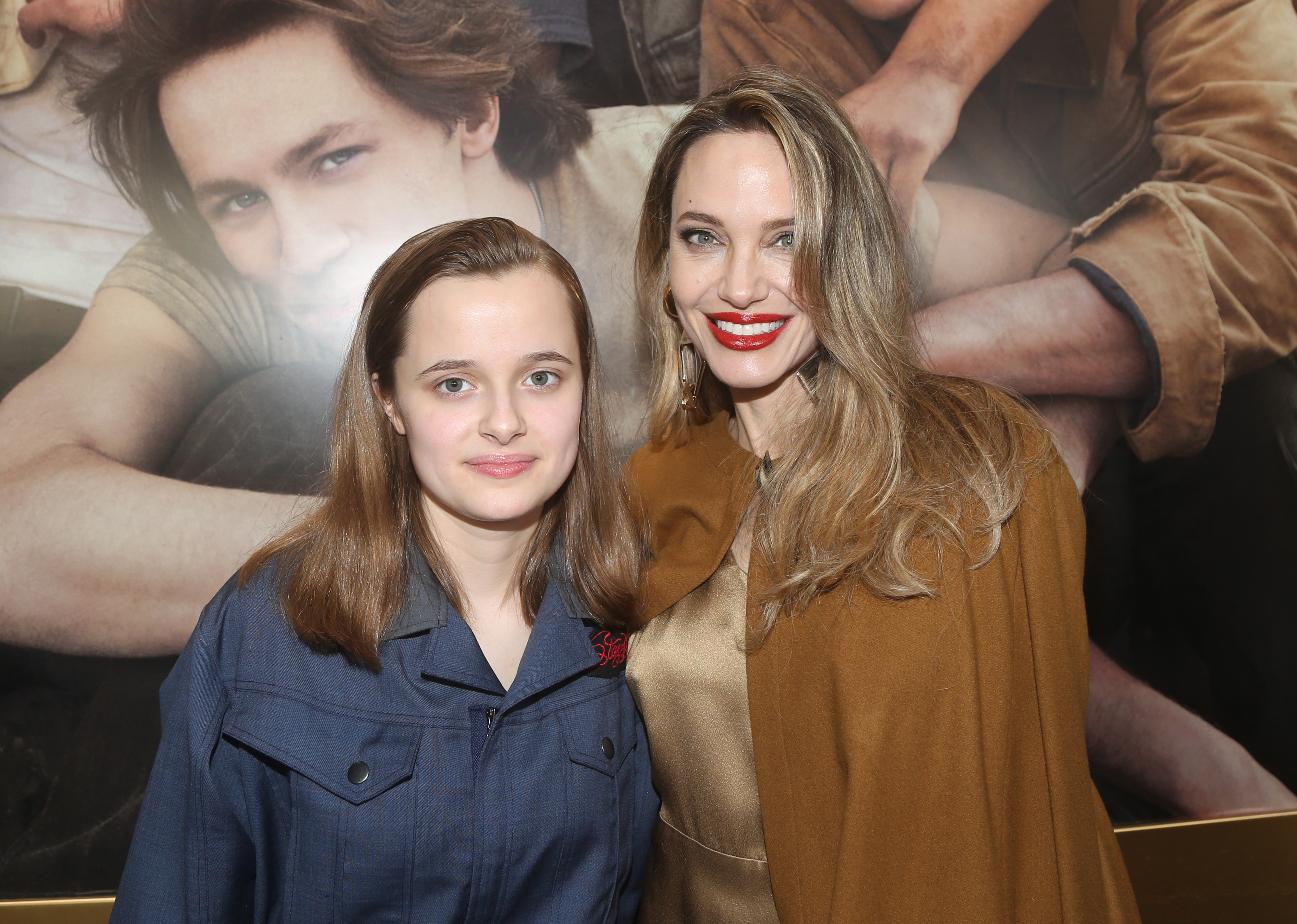 Vivienne Jolie-Pitt  and Angelina Jolie during the opening night of "The Outsiders" at The Bernard B. Jacobs Theatre on April 11, 2024, in New York City. | Source: Getty Images