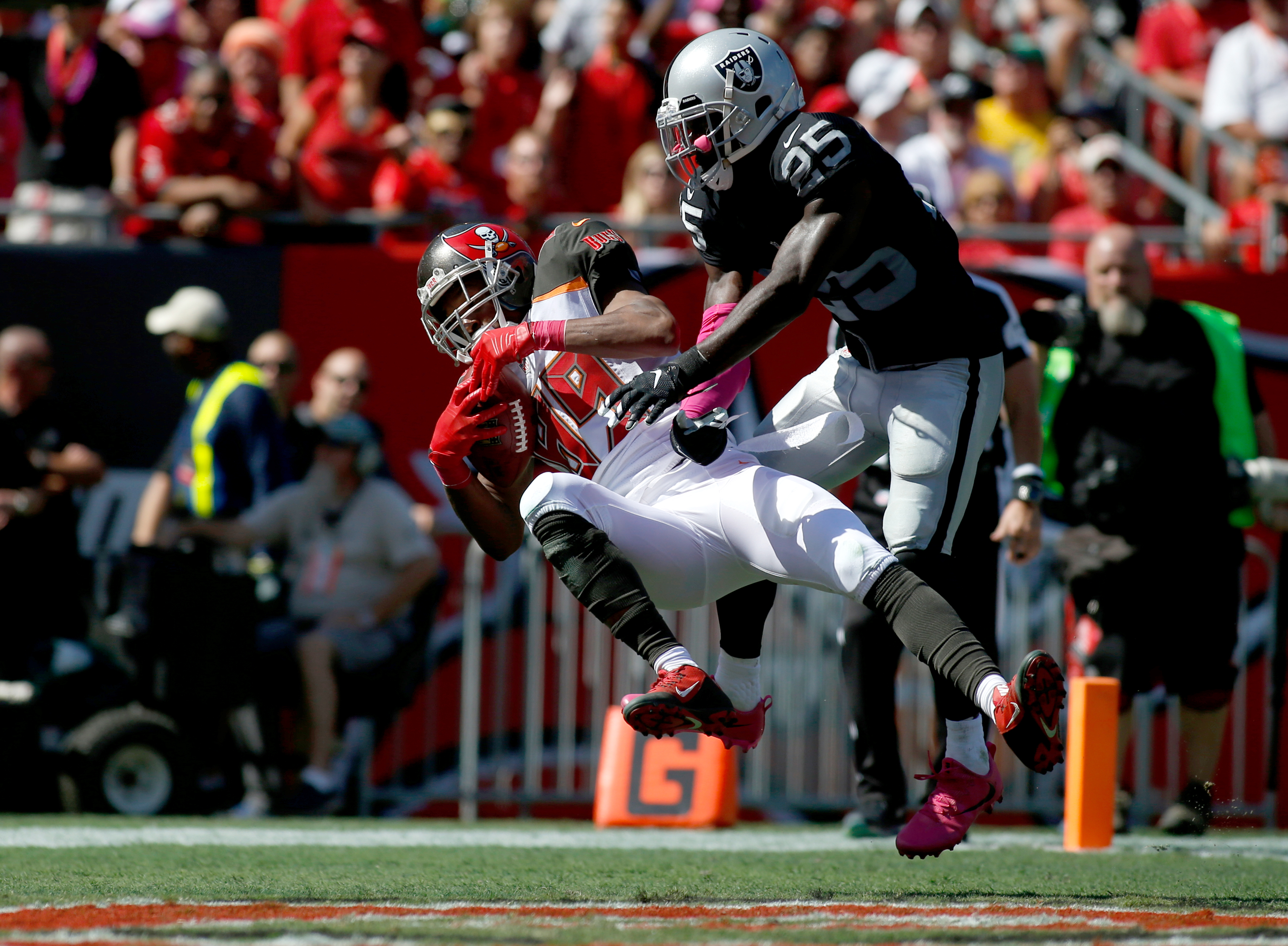 D.J. Hayden #25 of the Oakland Raiders playing against the Tampa Bay Buccaneers on October 30, 2016 in Tampa, Florida | Source: Getty Images