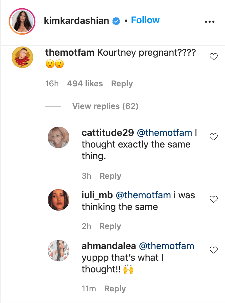 Screenshot of fan comments on a photo of Kim and Kourtney Kardashian. | Source: Instagram/kimkardashian